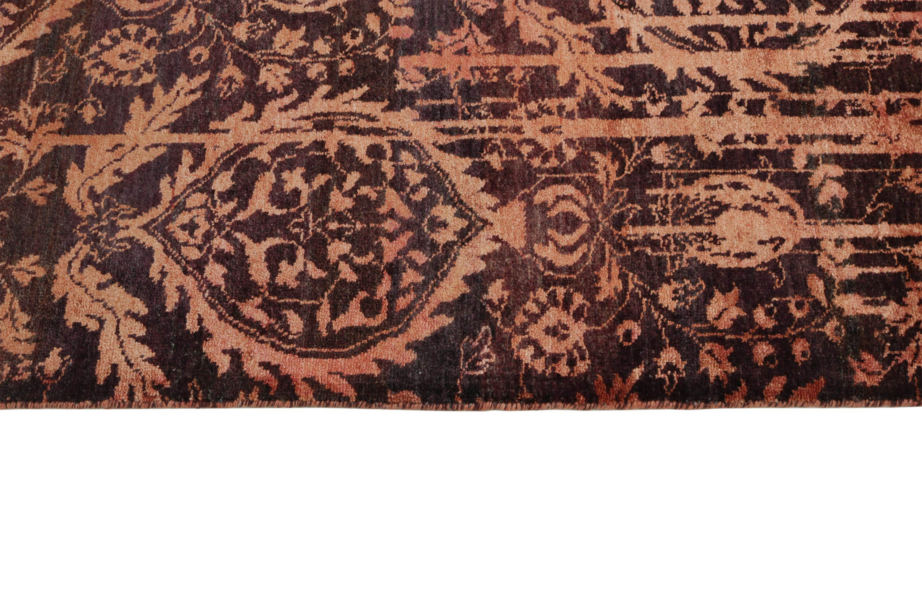 Authentic oriental rug with a damask pattern in red