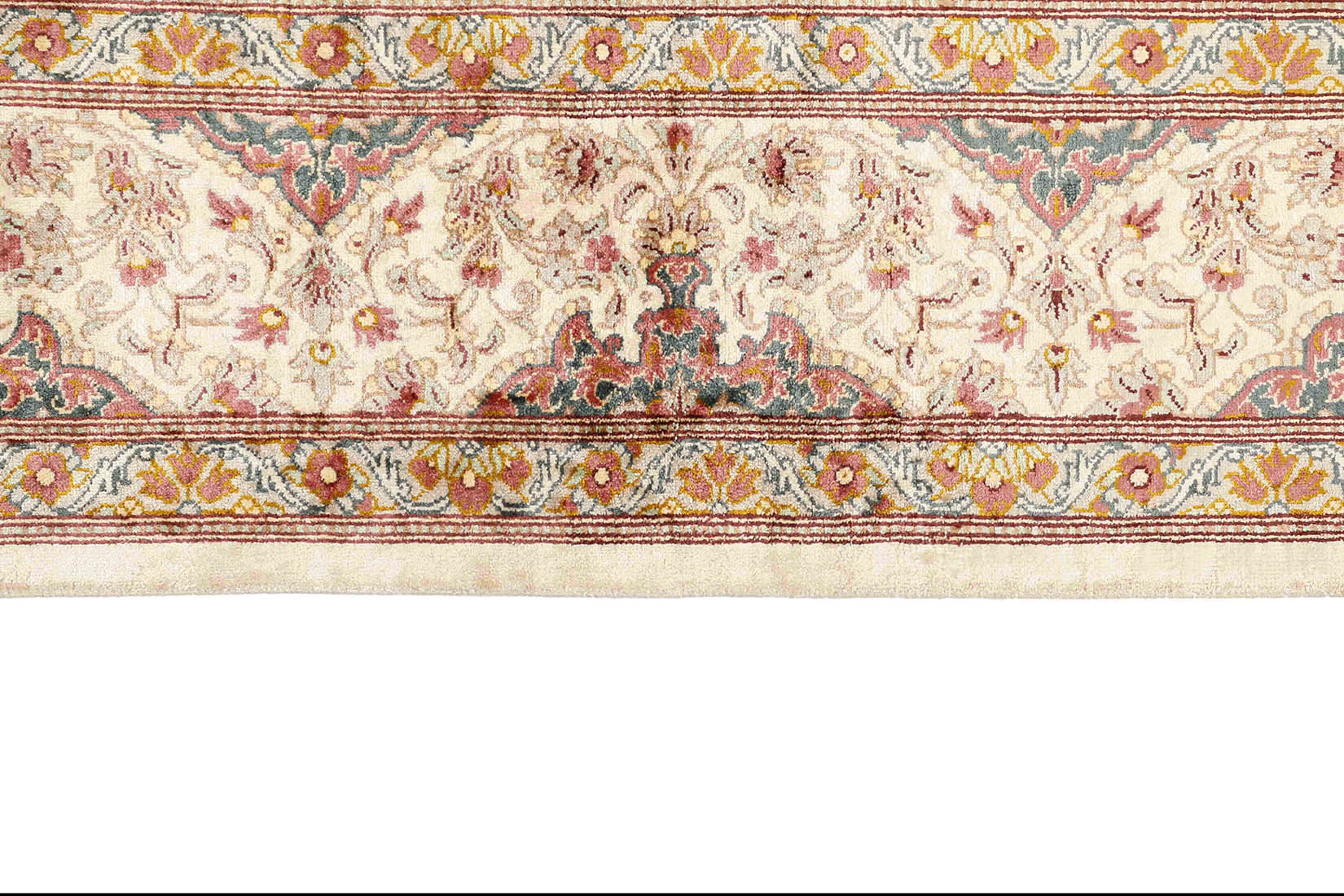 Authentic persian rug with a traditional floral design in beige
