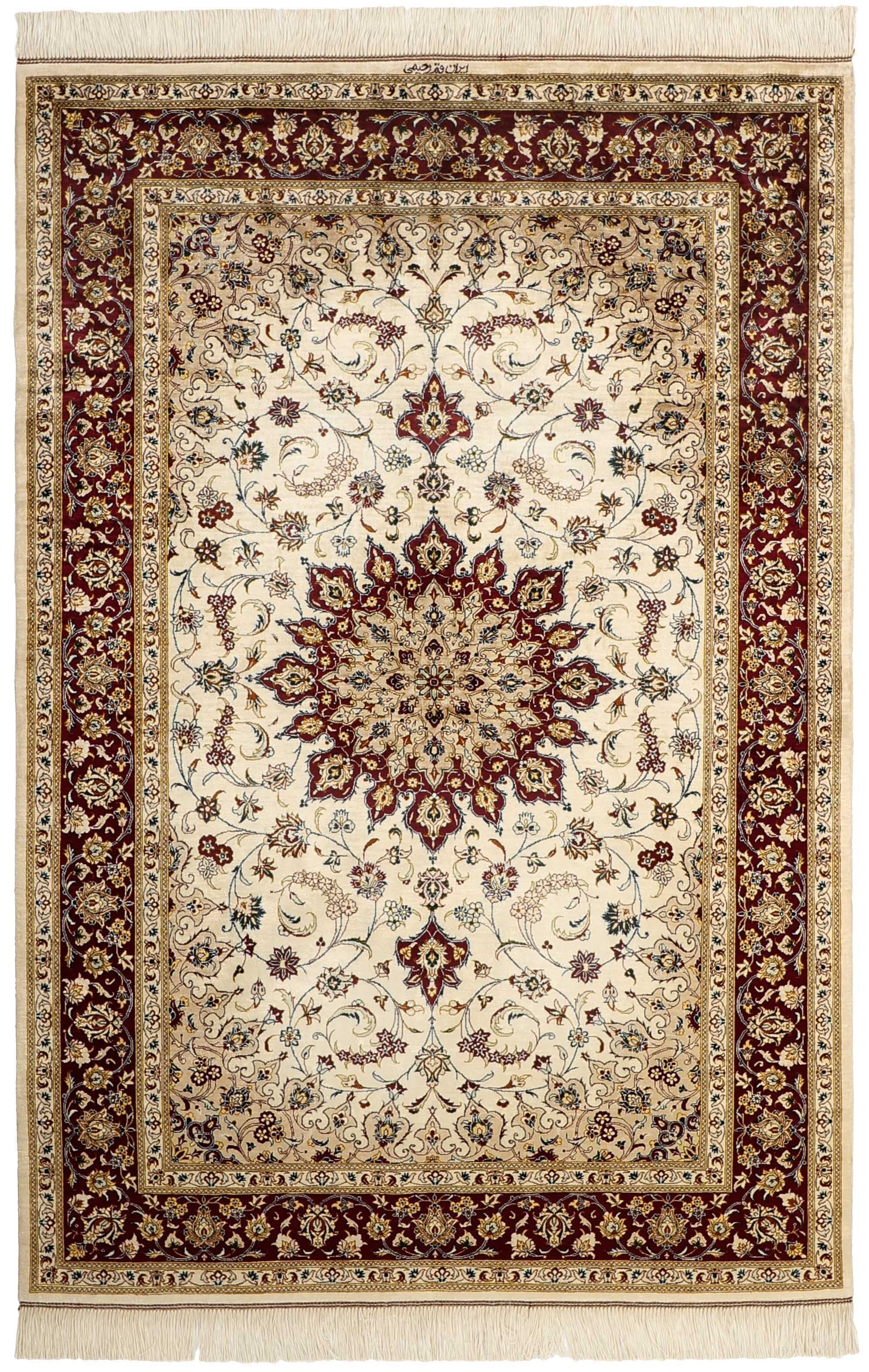 Authentic persian rug with a traditional floral design in beige