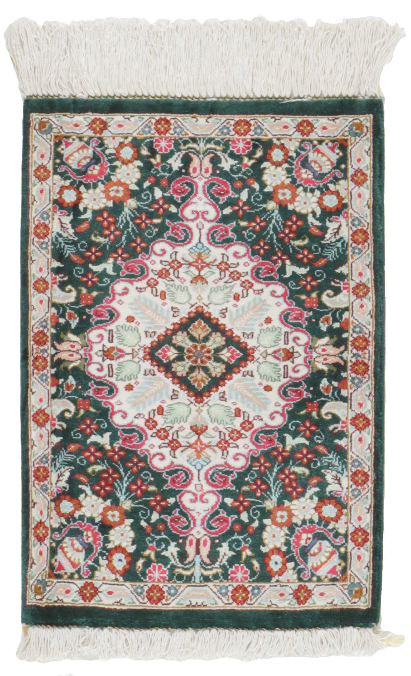 Authentic persian rug with traditional floral design in red and black