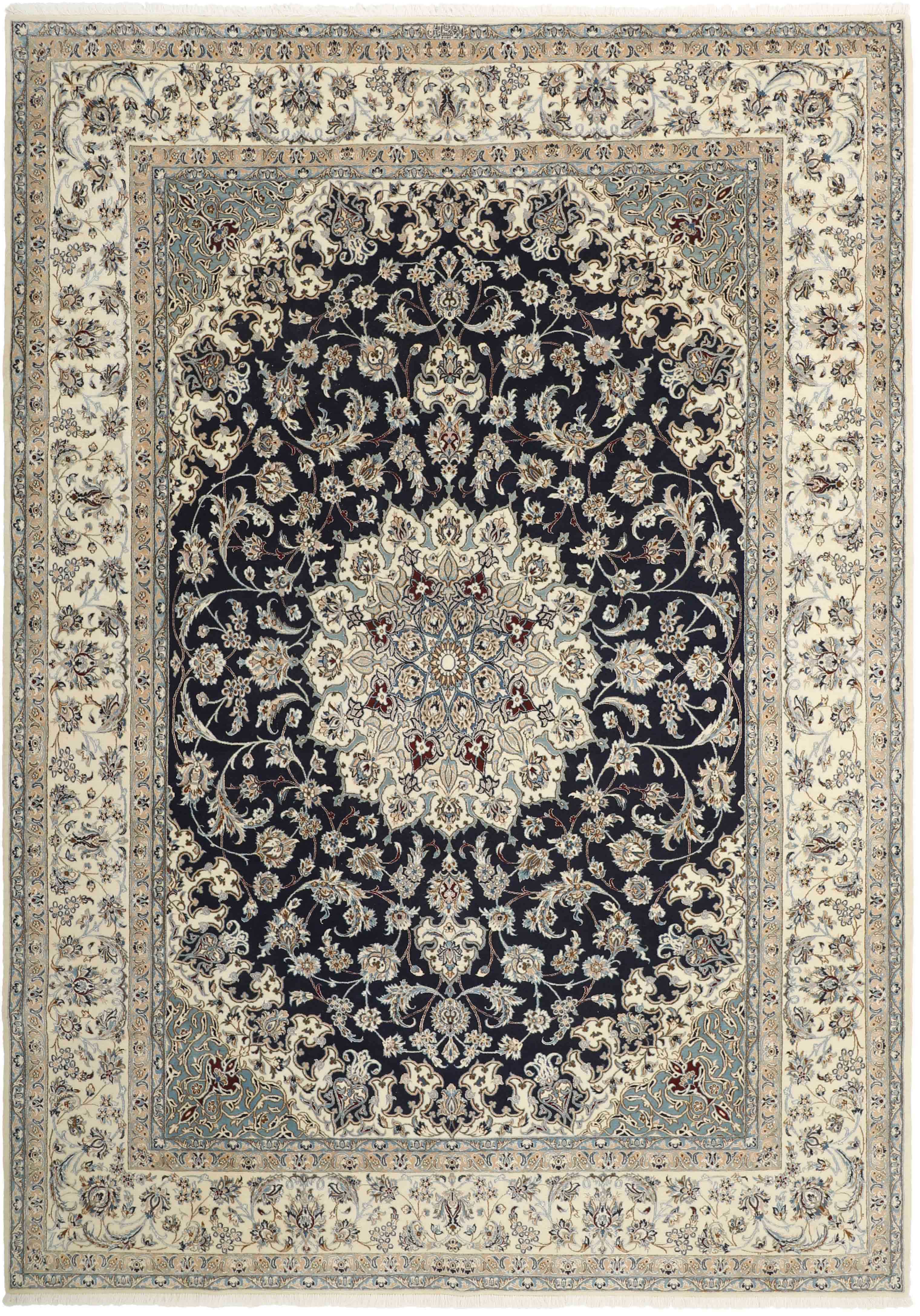 Authentic oriental rug with traditional floral design in beige