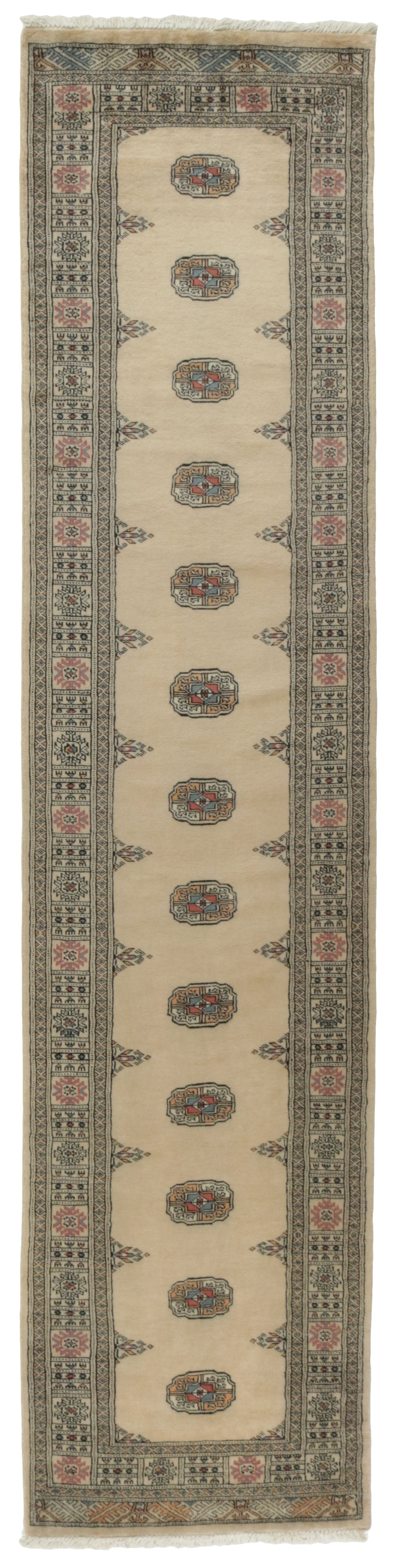 beige oriental runner with traditional gul pattern