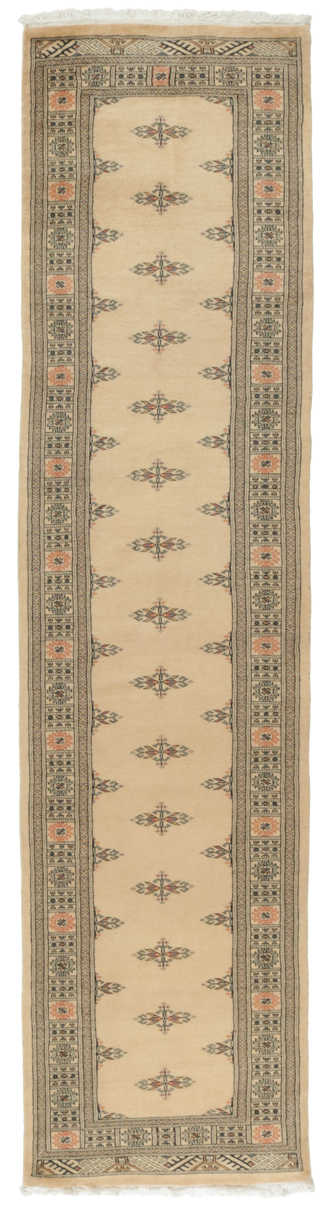 beige oriental runner with traditional gul pattern