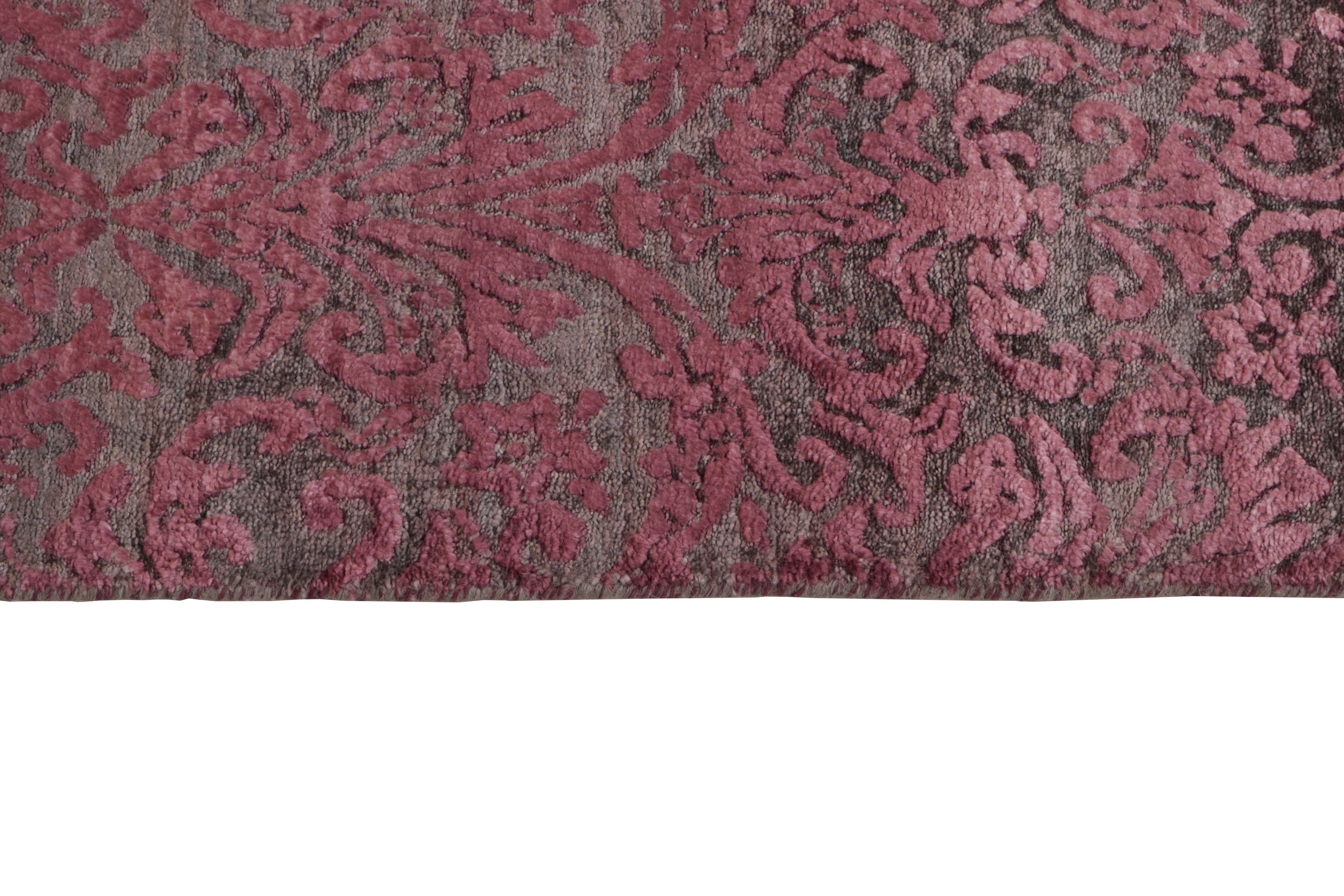 Authentic oriental rug with a damask pattern in black