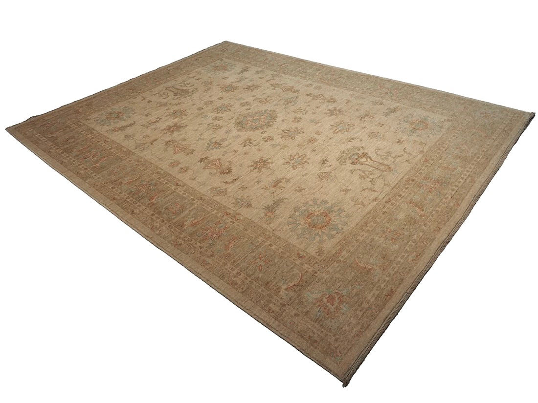 Authentic oriental rug with delicate floral pattern in beige