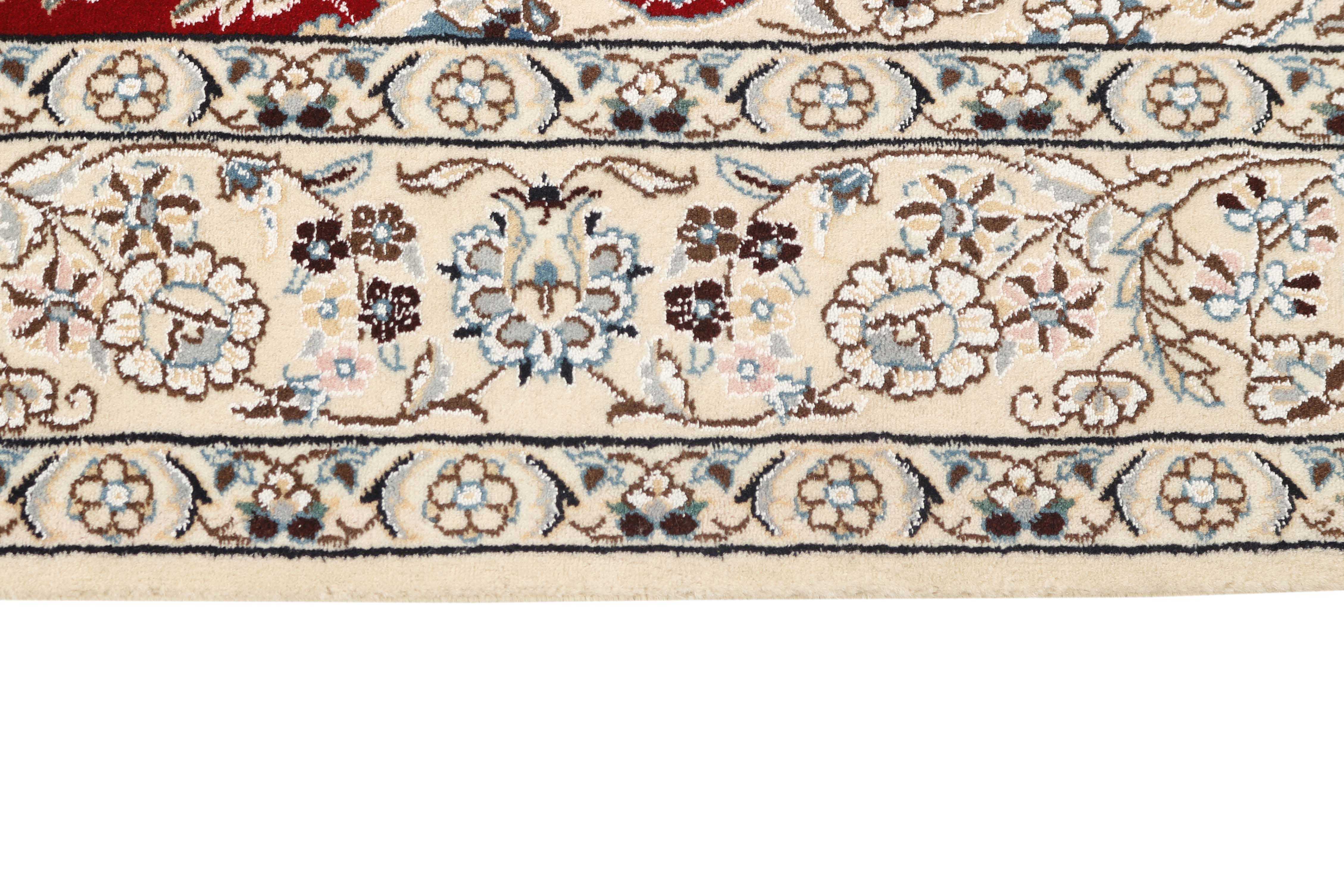 Authentic oriental rug with traditional floral design in beige