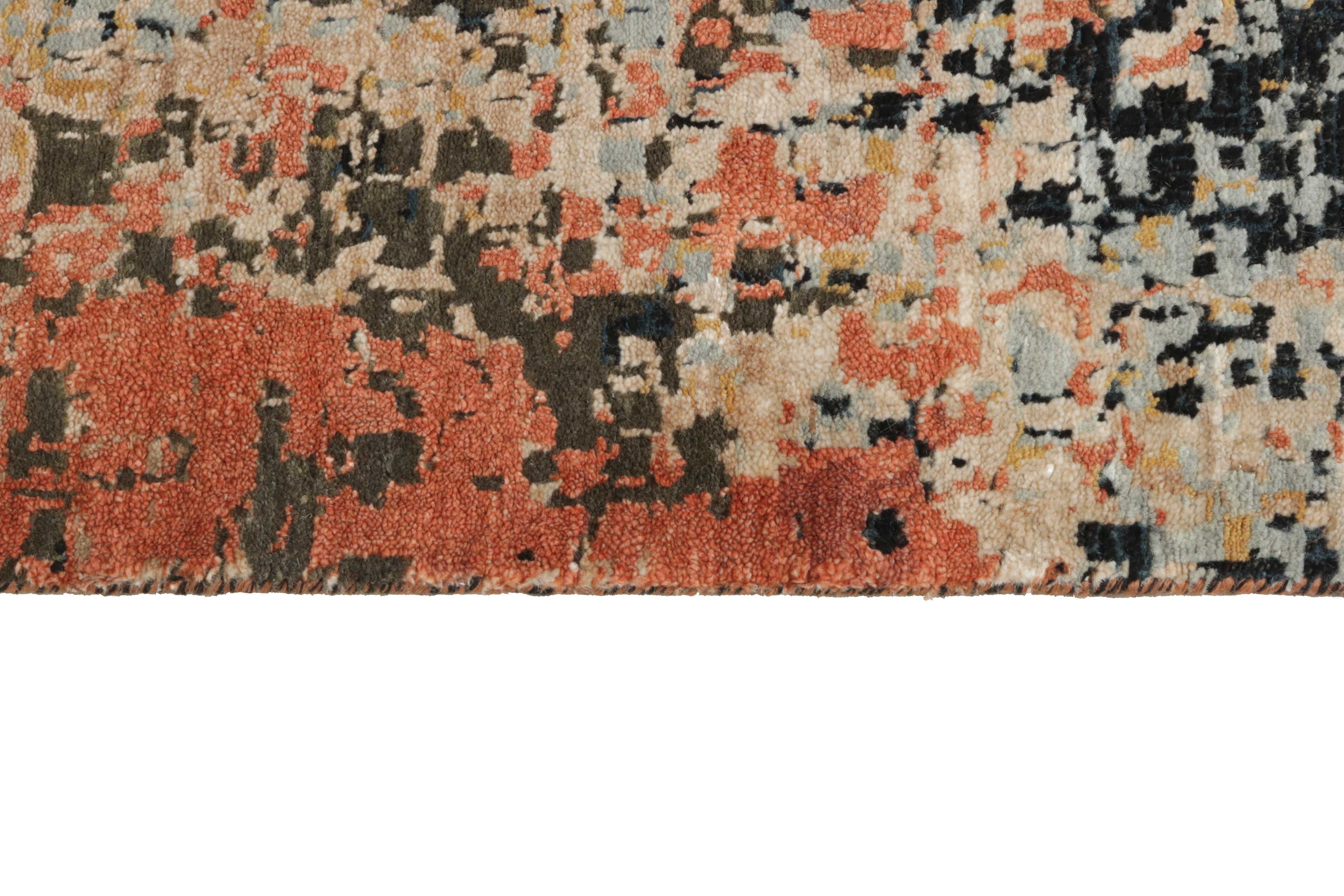 Large coral abstract rug