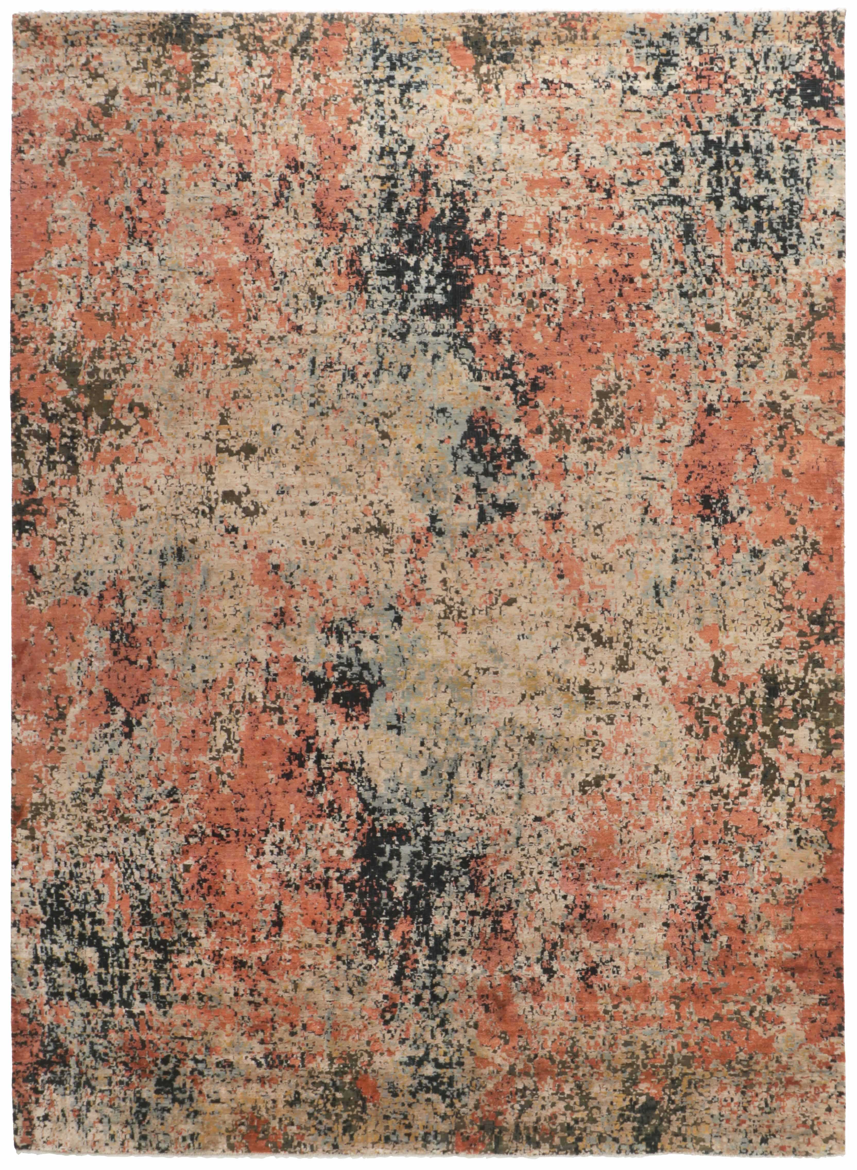 Large coral abstract rug