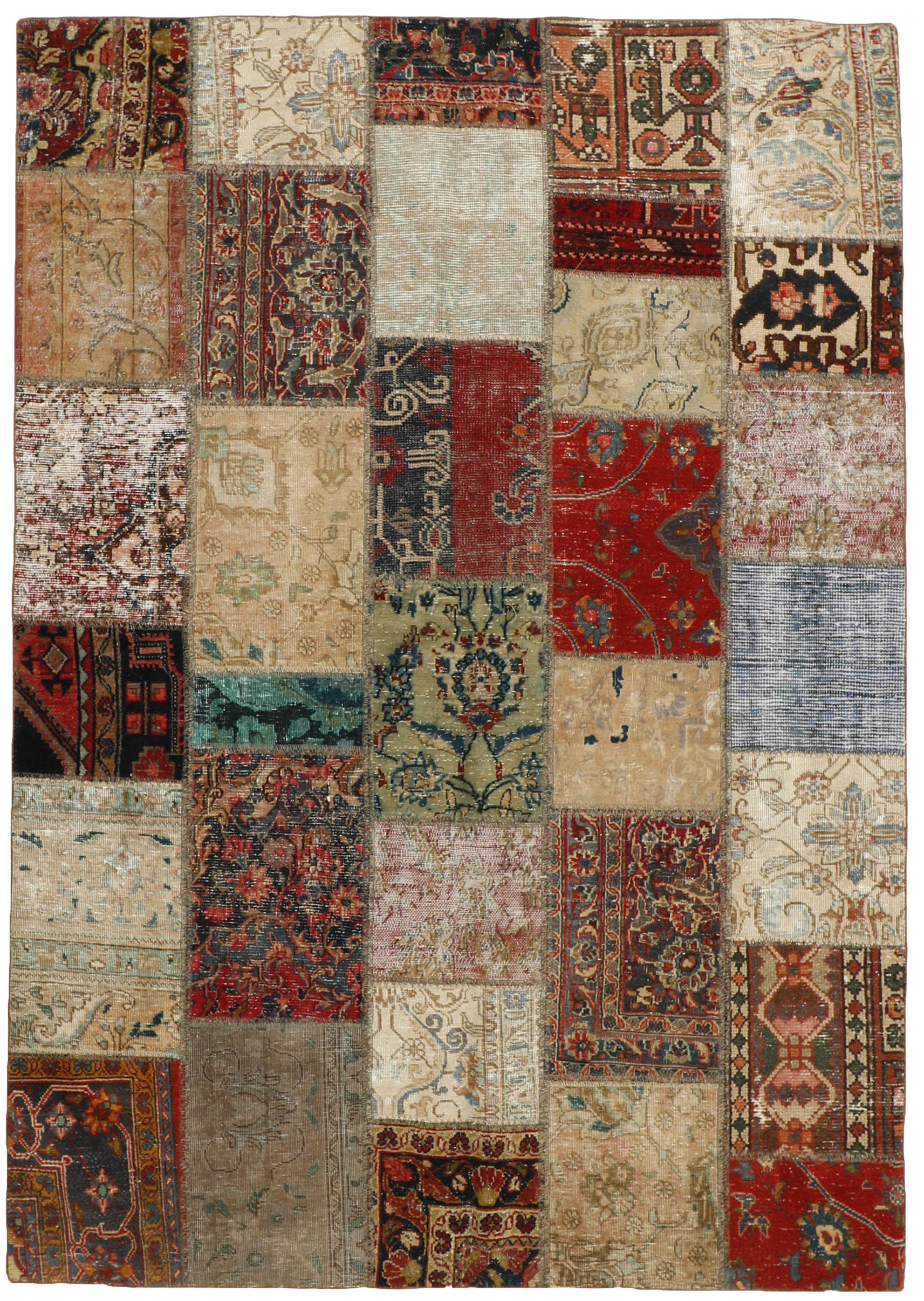 Authentic multicolour patchwork persian rug