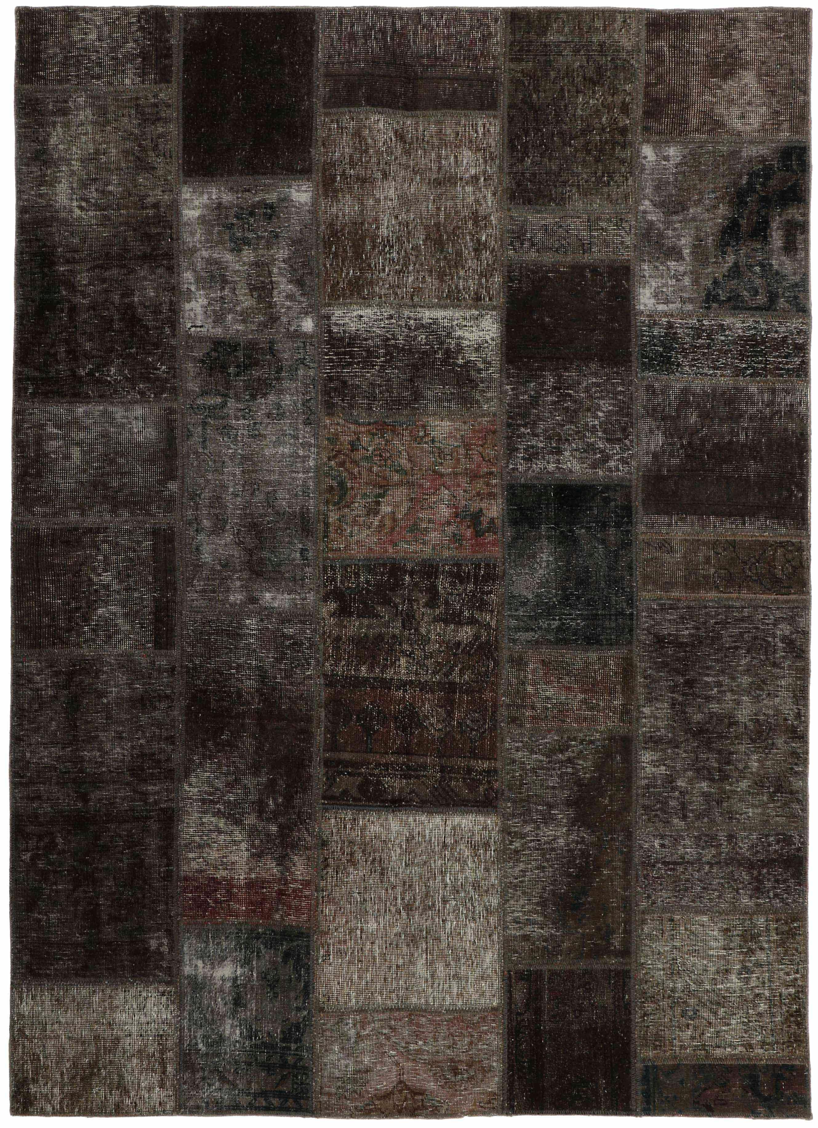 Authentic black patchwork persian rug