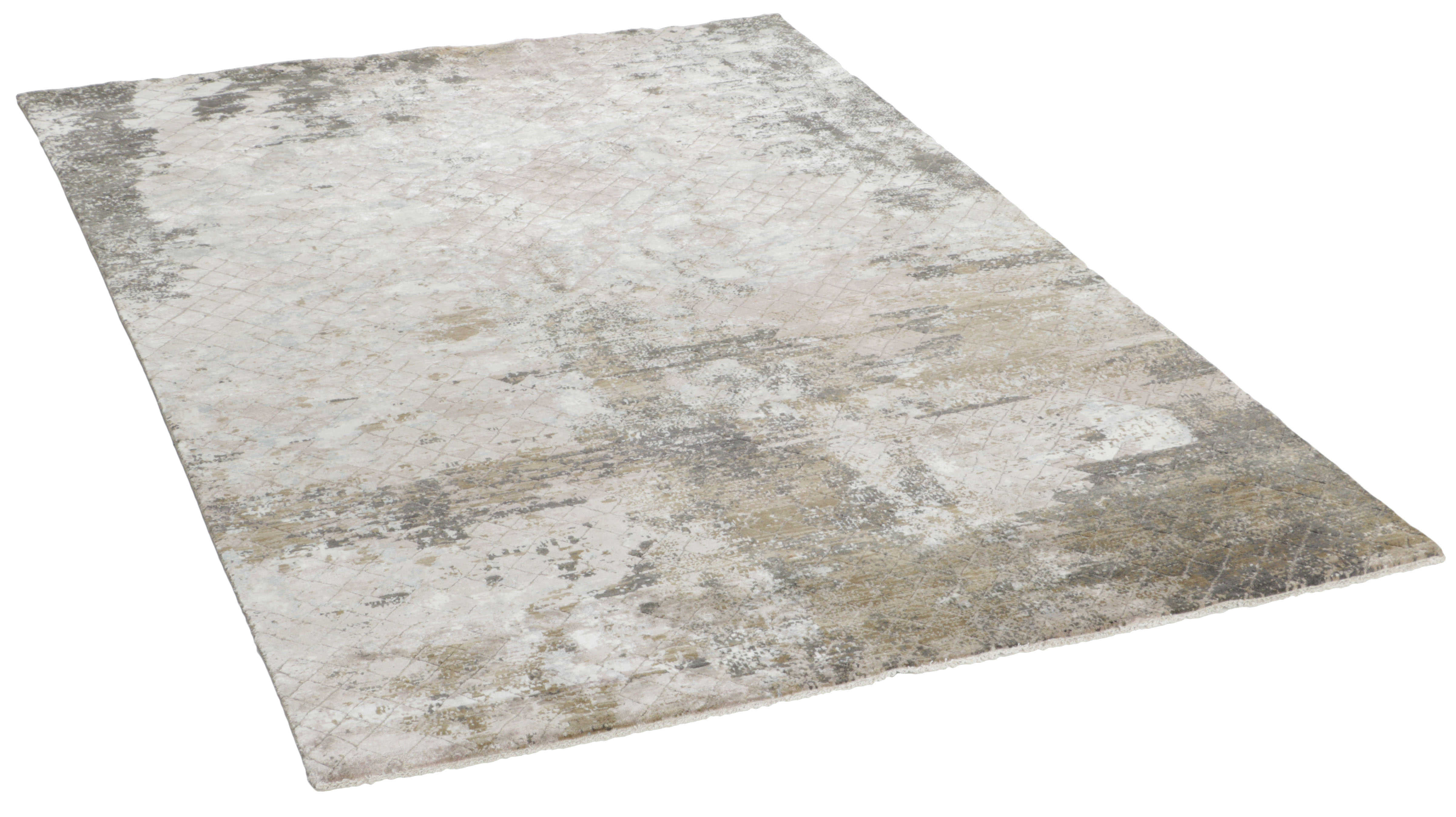 Large area rug with  abstract design in grey and beige