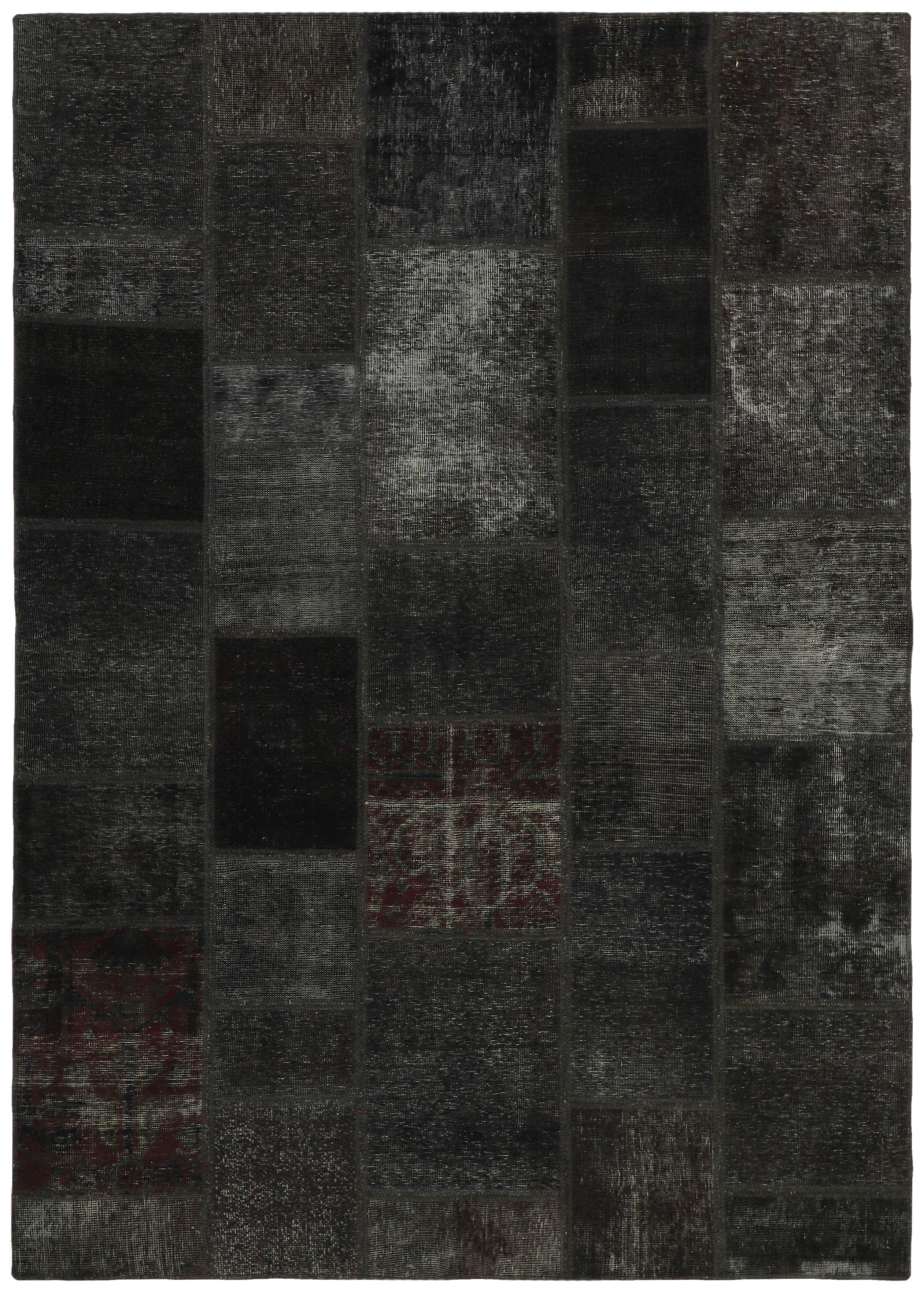 Authentic black patchwork persian rug