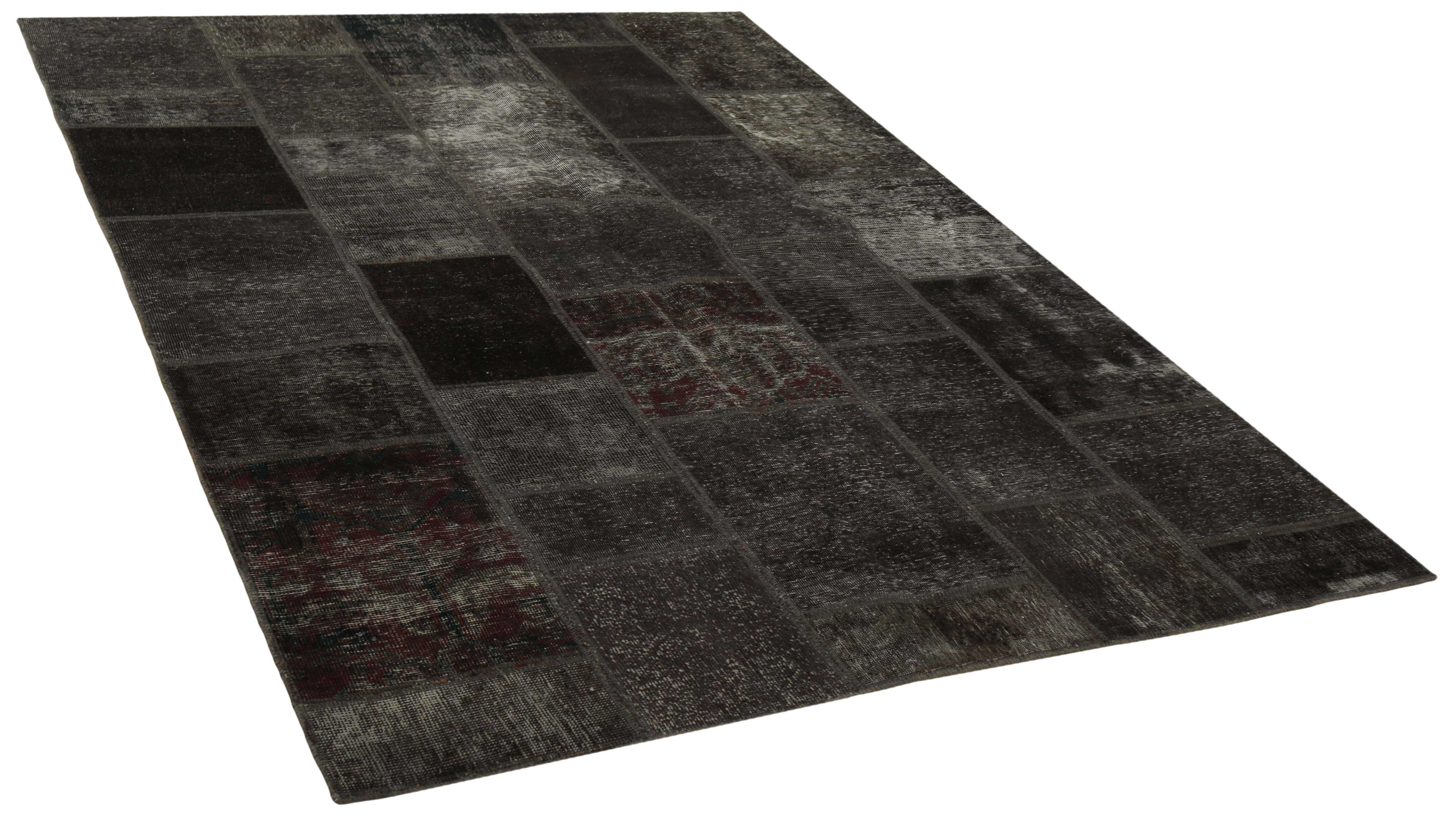 Authentic black patchwork persian rug