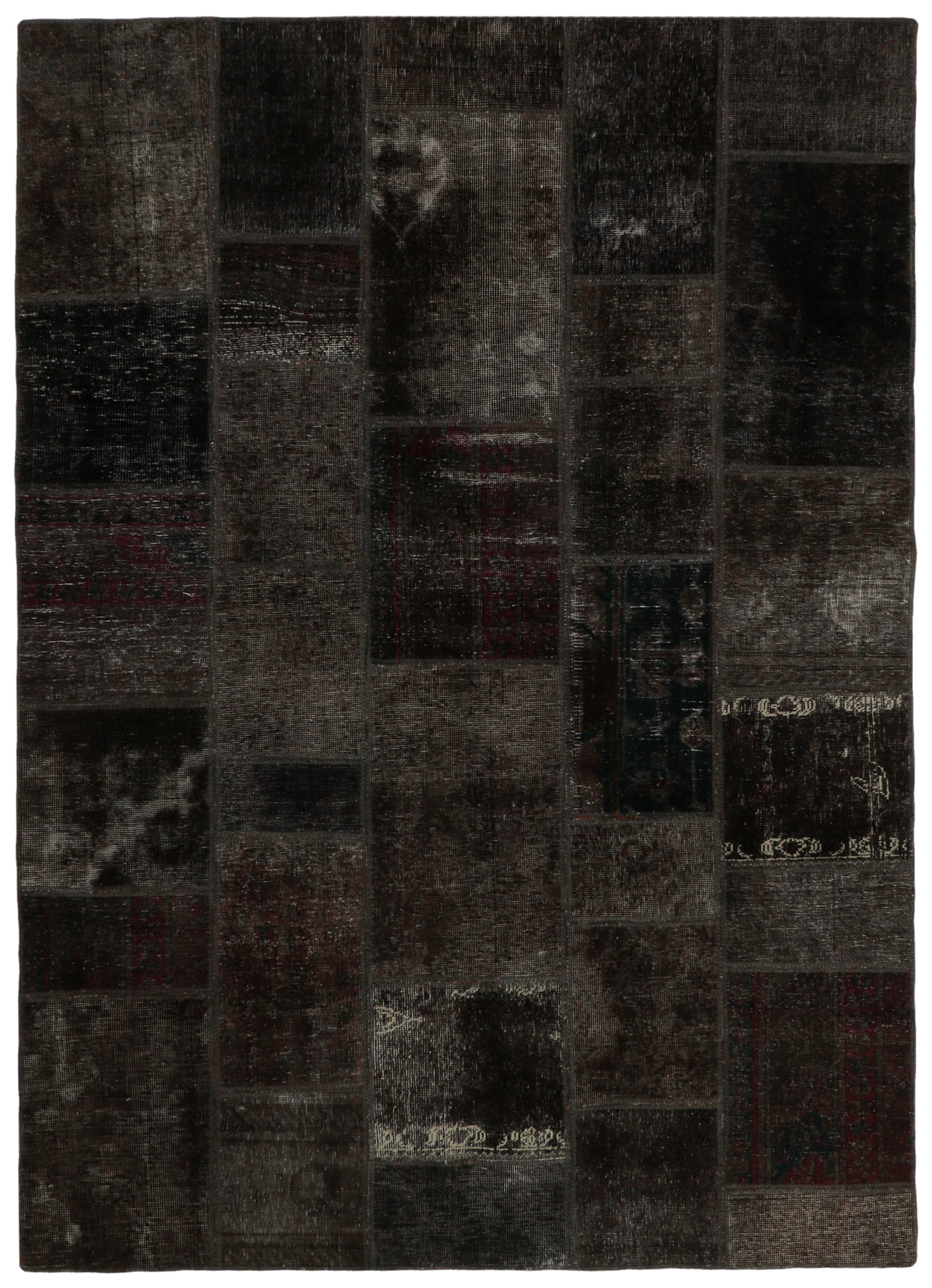 Authentic black patchwork persian rug