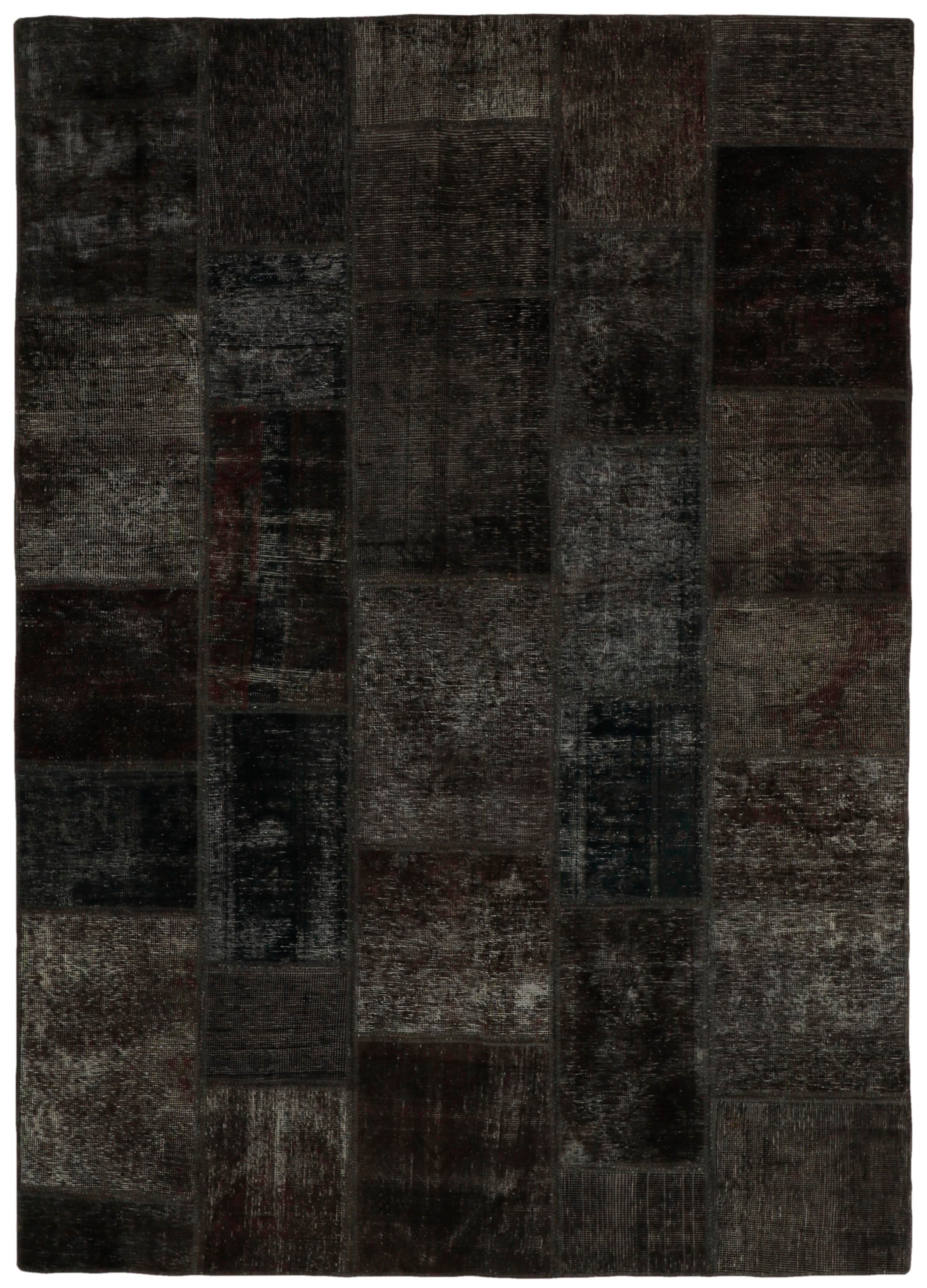 Authentic black patchwork persian rug