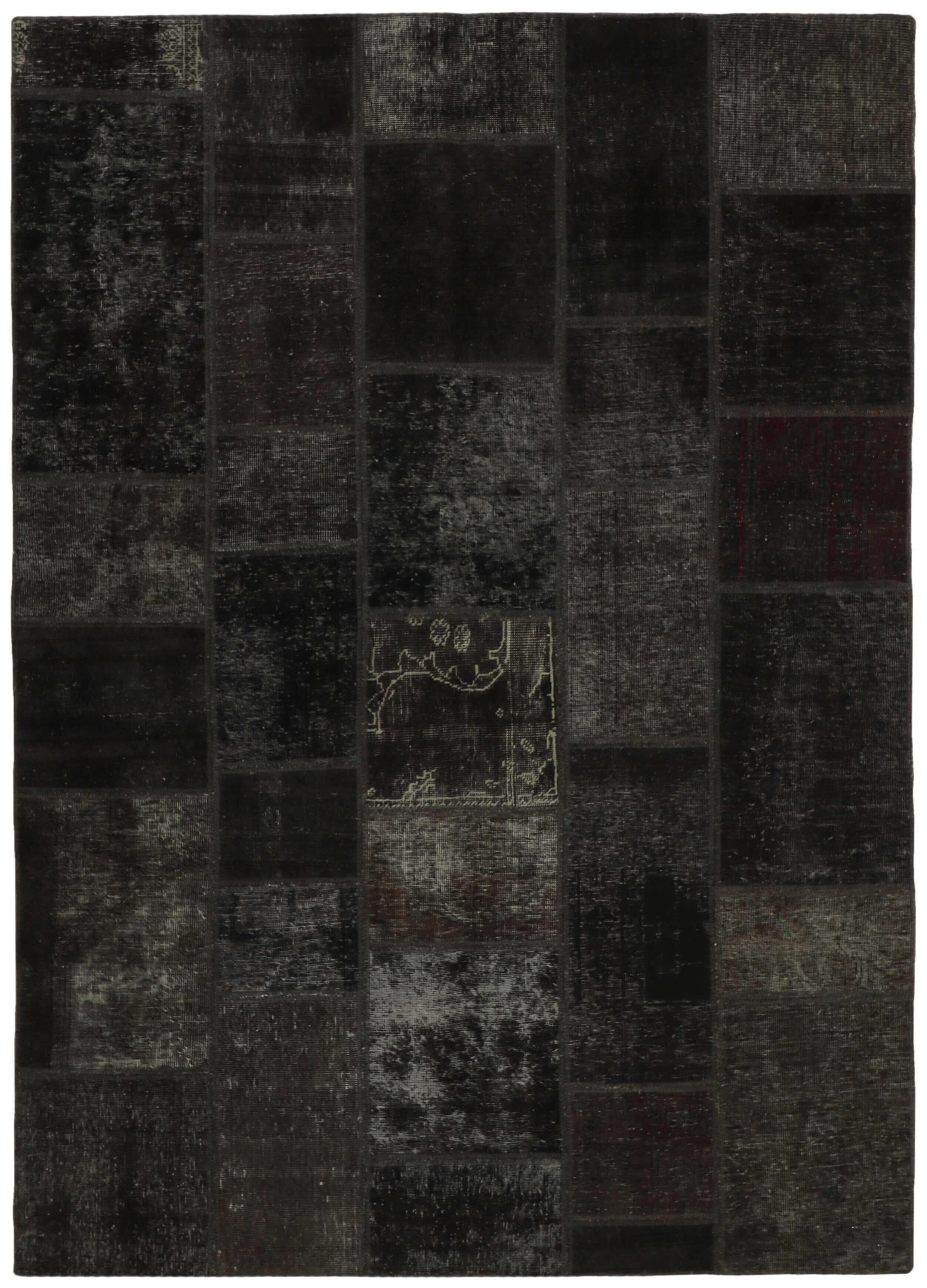 Authentic black patchwork persian rug