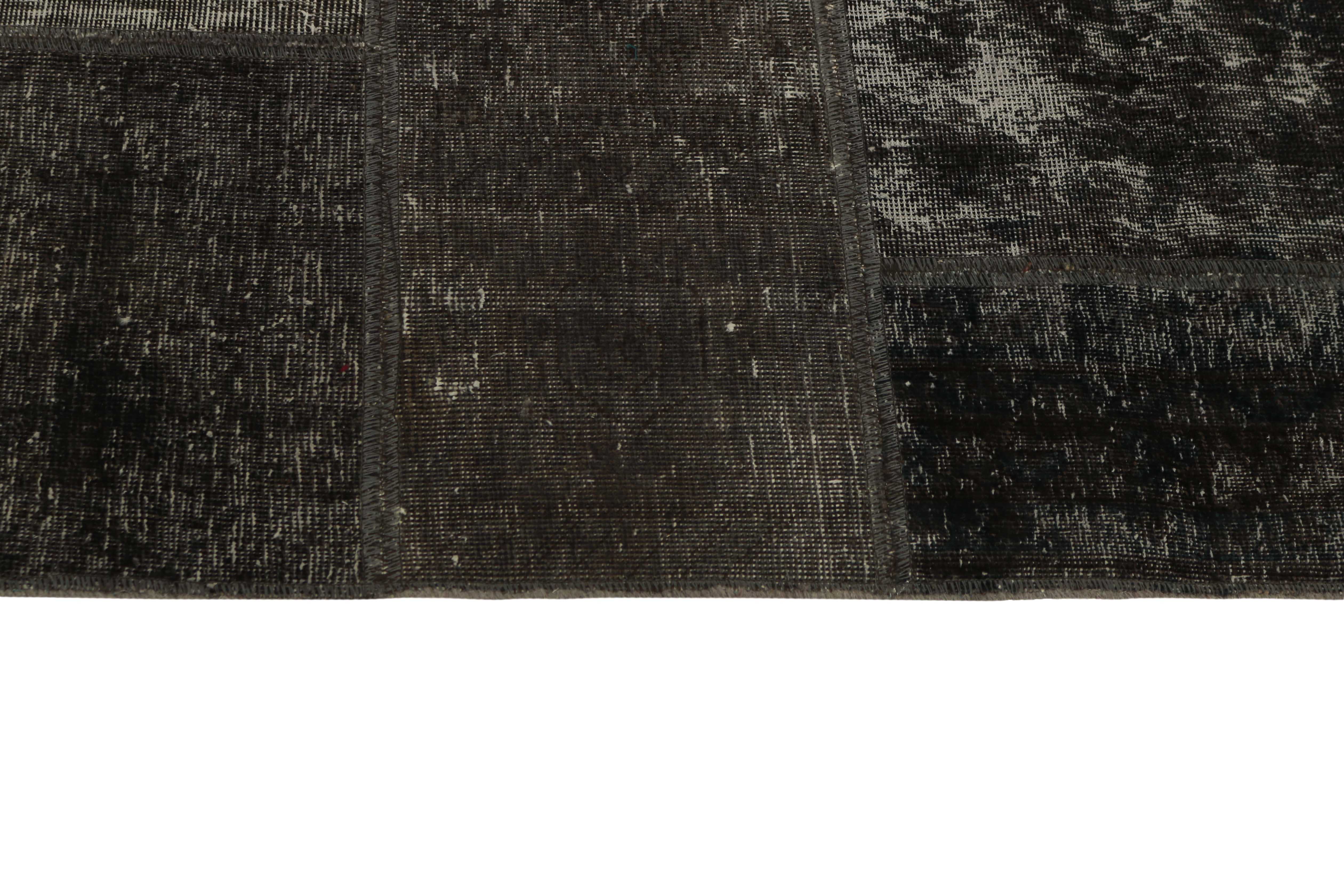 Authentic black patchwork persian rug