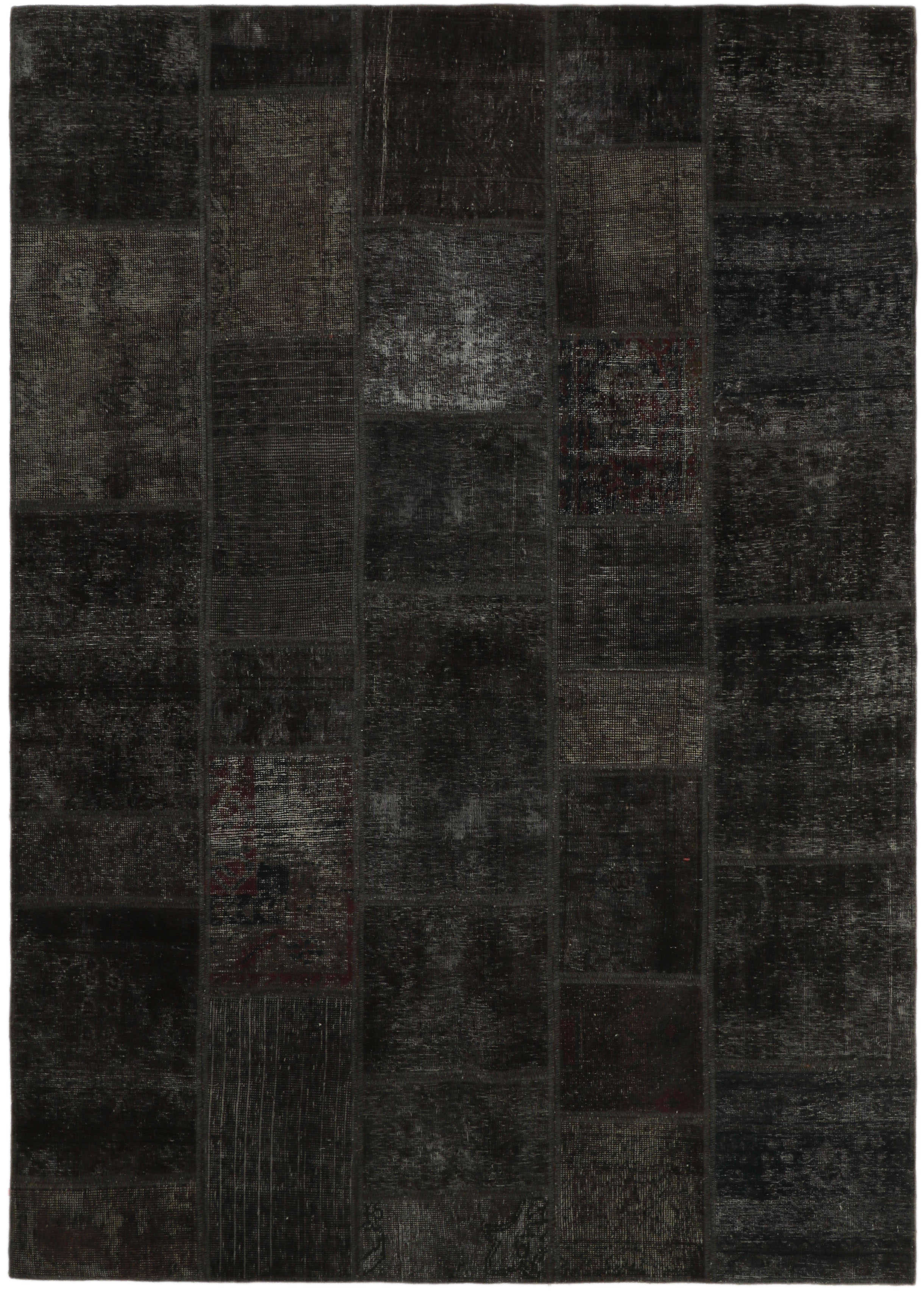 Authentic black patchwork persian rug