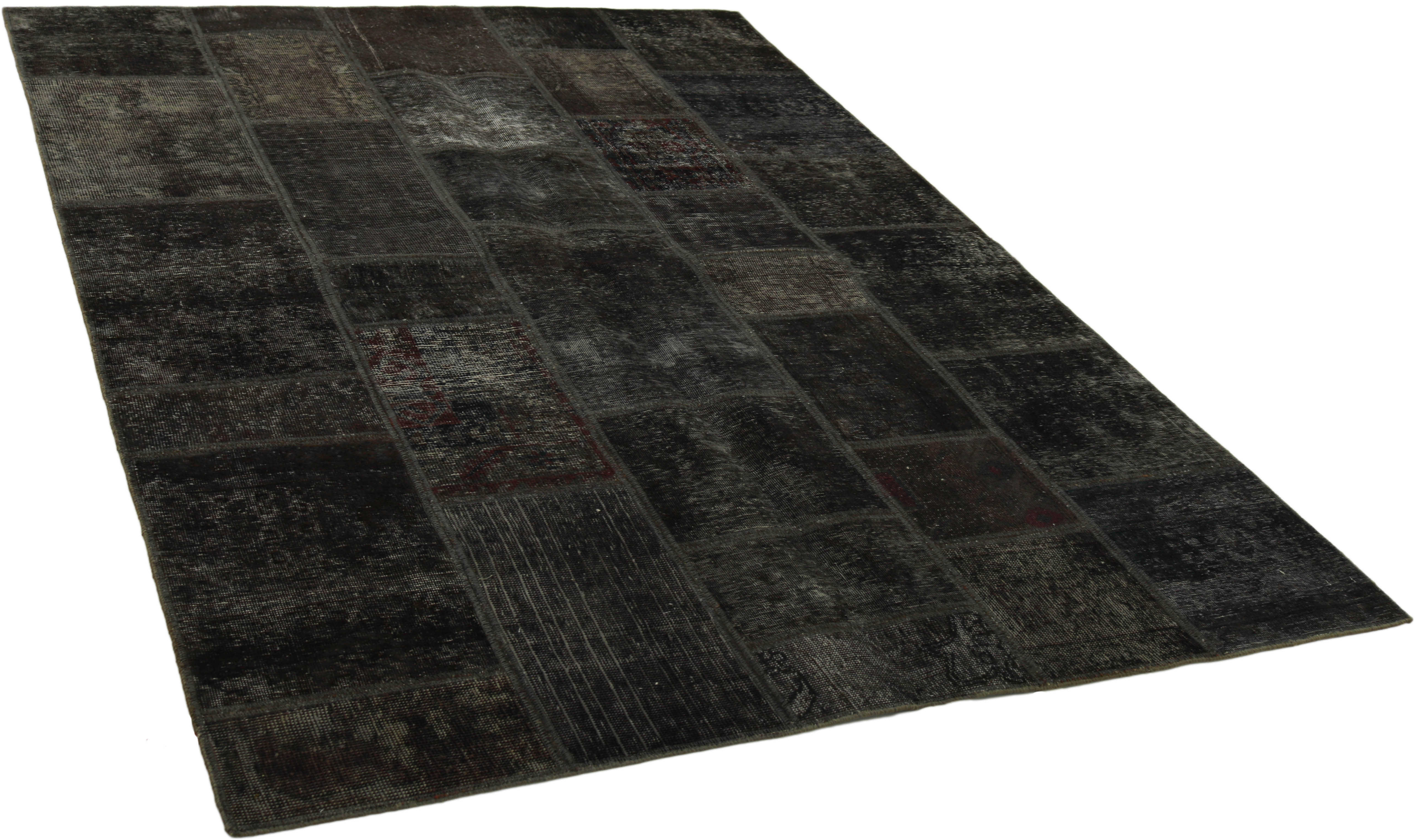 Authentic black patchwork persian rug