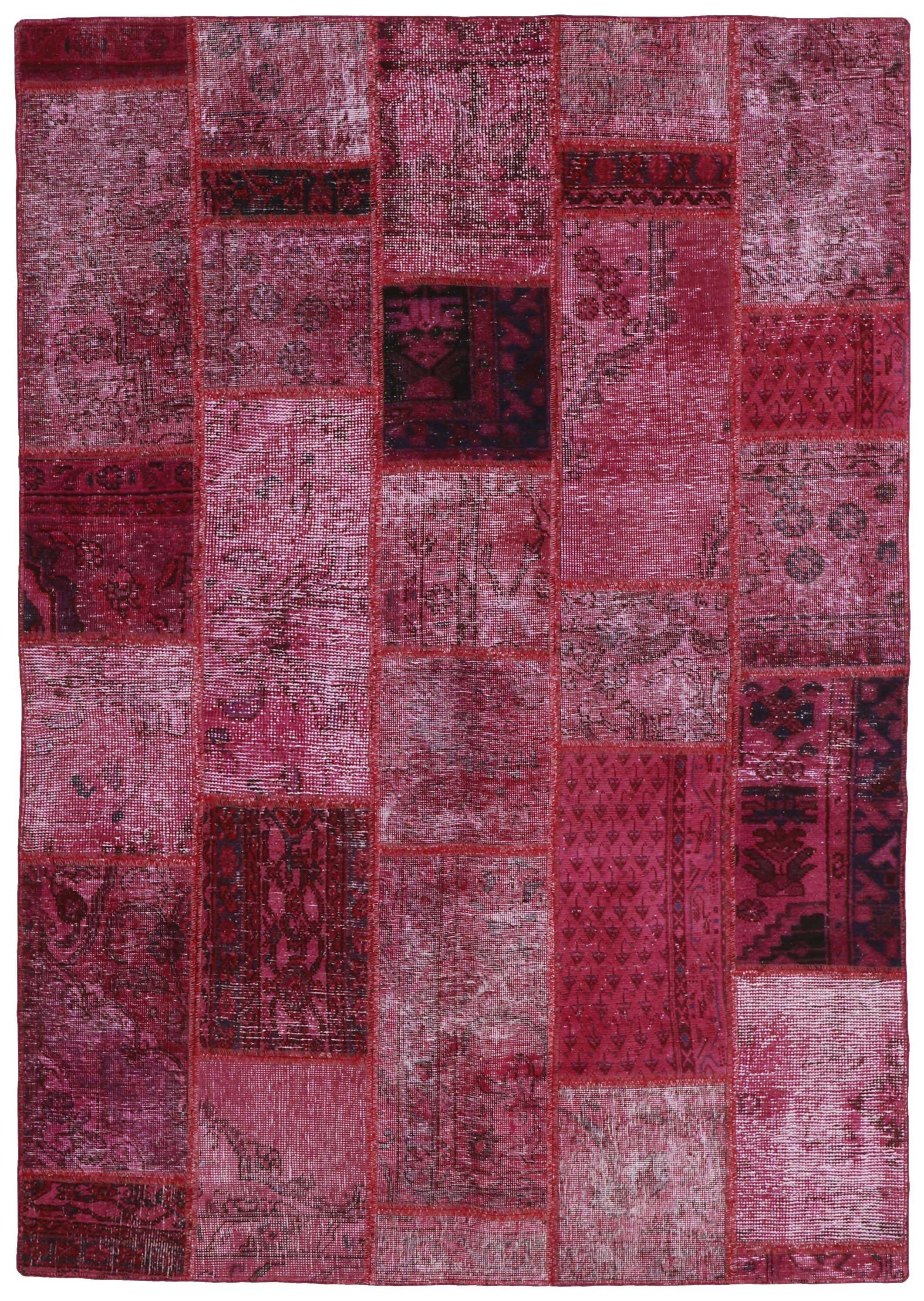 Authentic red patchwork persian rug