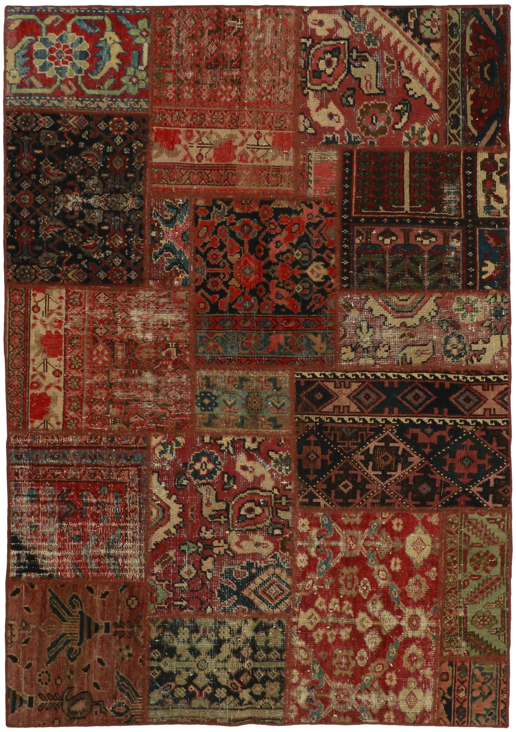 Authentic multicolour patchwork persian rug