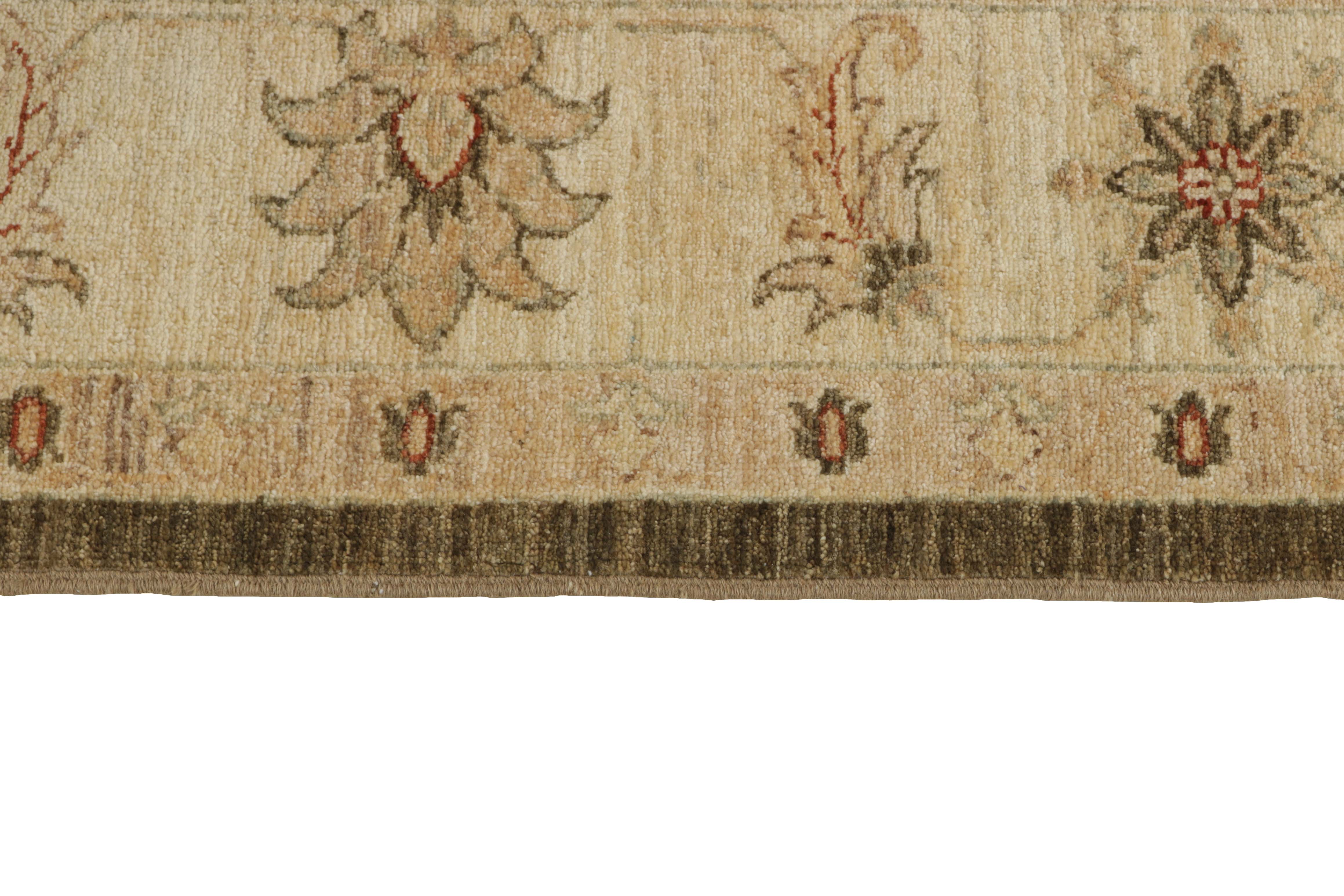 oriental rug with brown and beige floral pattern
