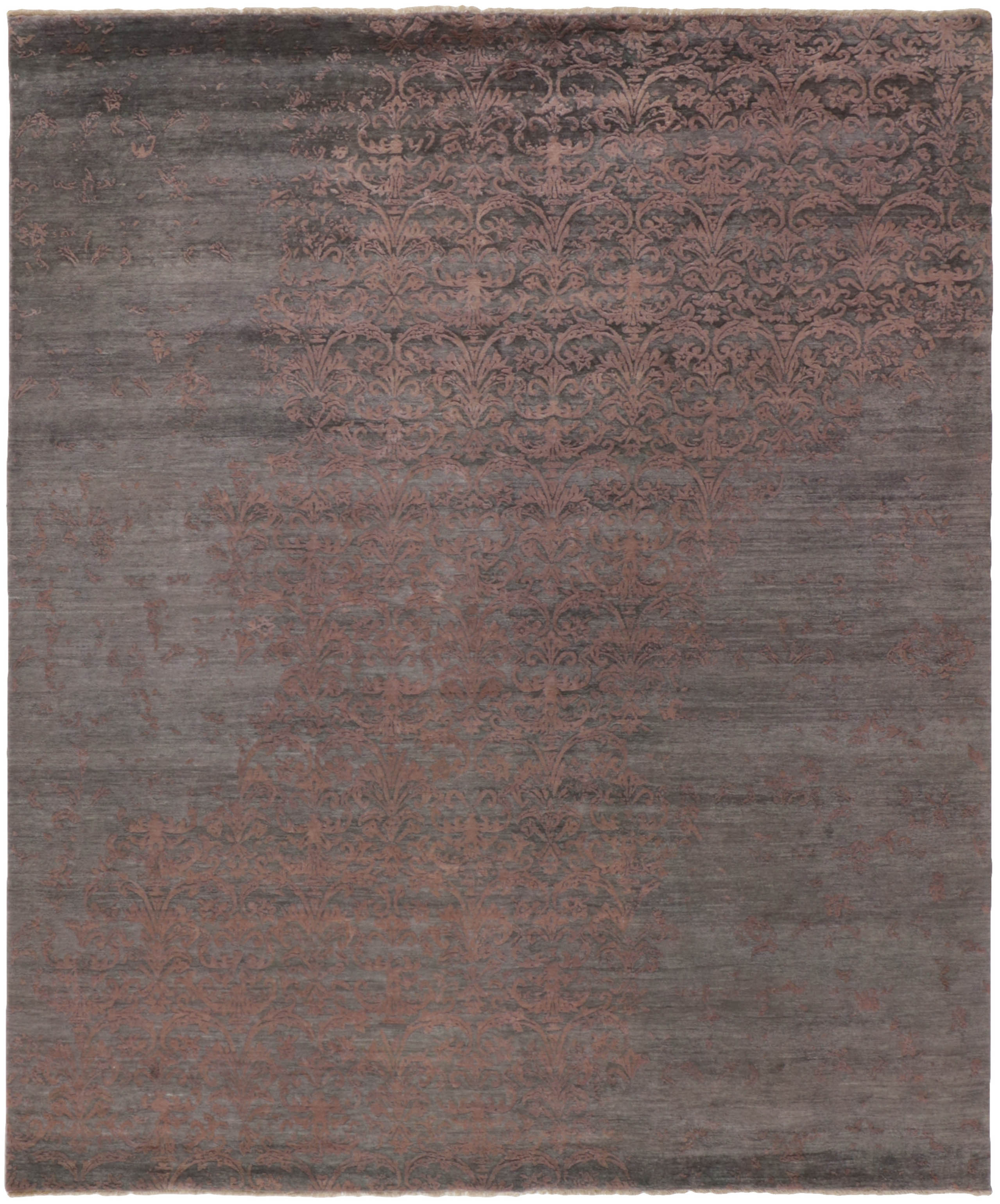 Authentic oriental rug with a damask pattern in brown