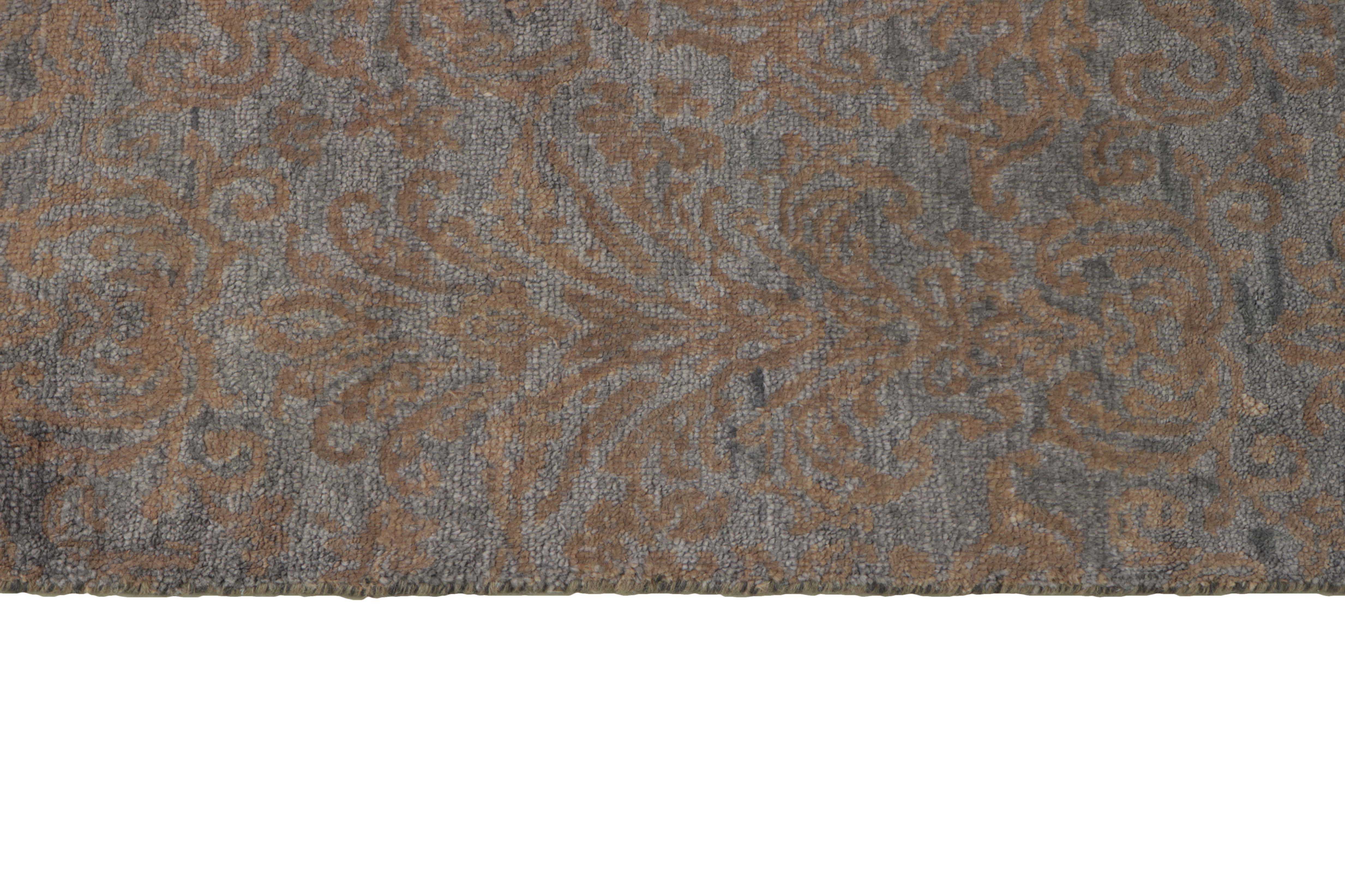 Authentic oriental rug with a damask pattern in beige