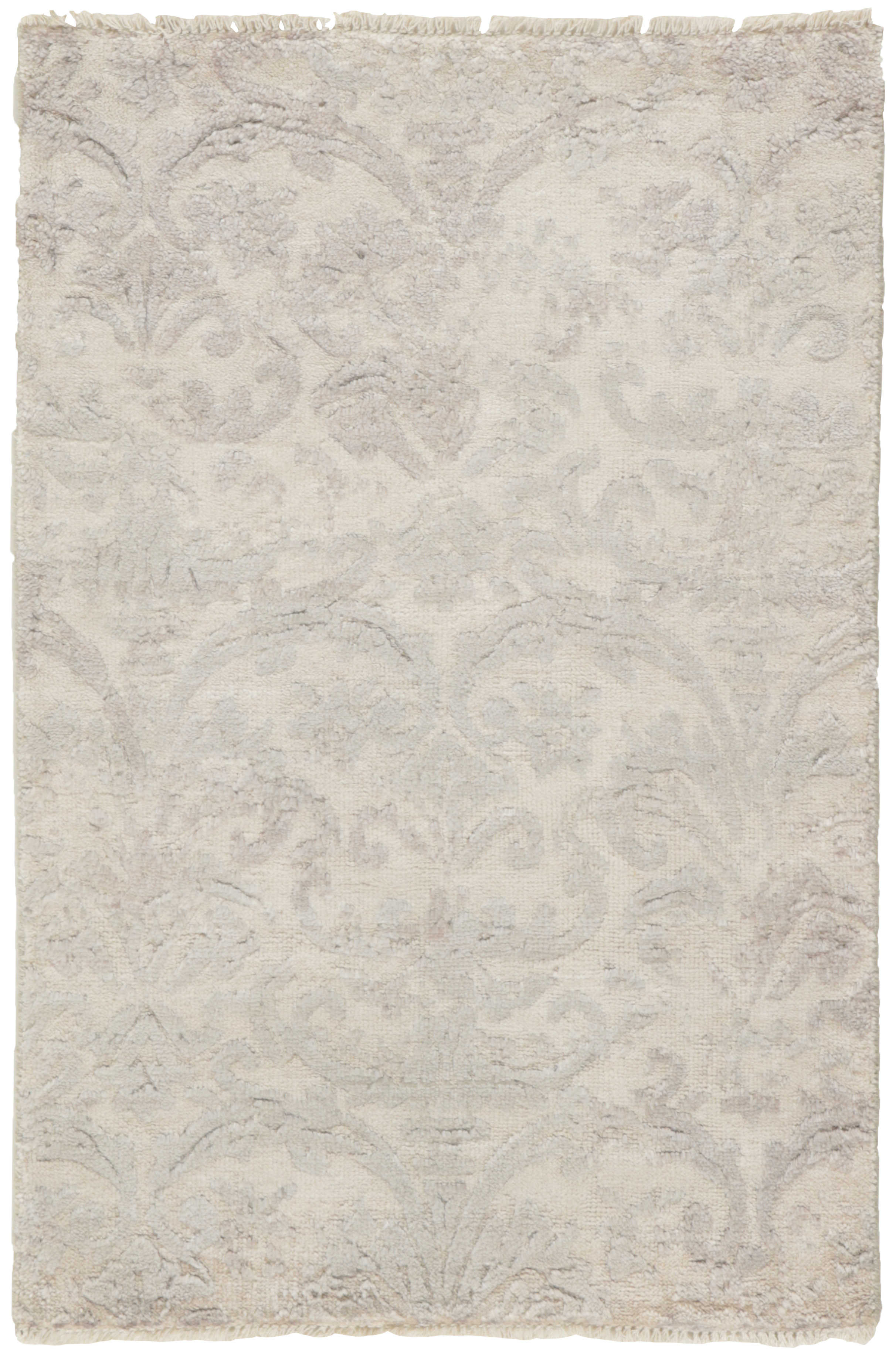 Authentic oriental rug with a damask pattern in beige