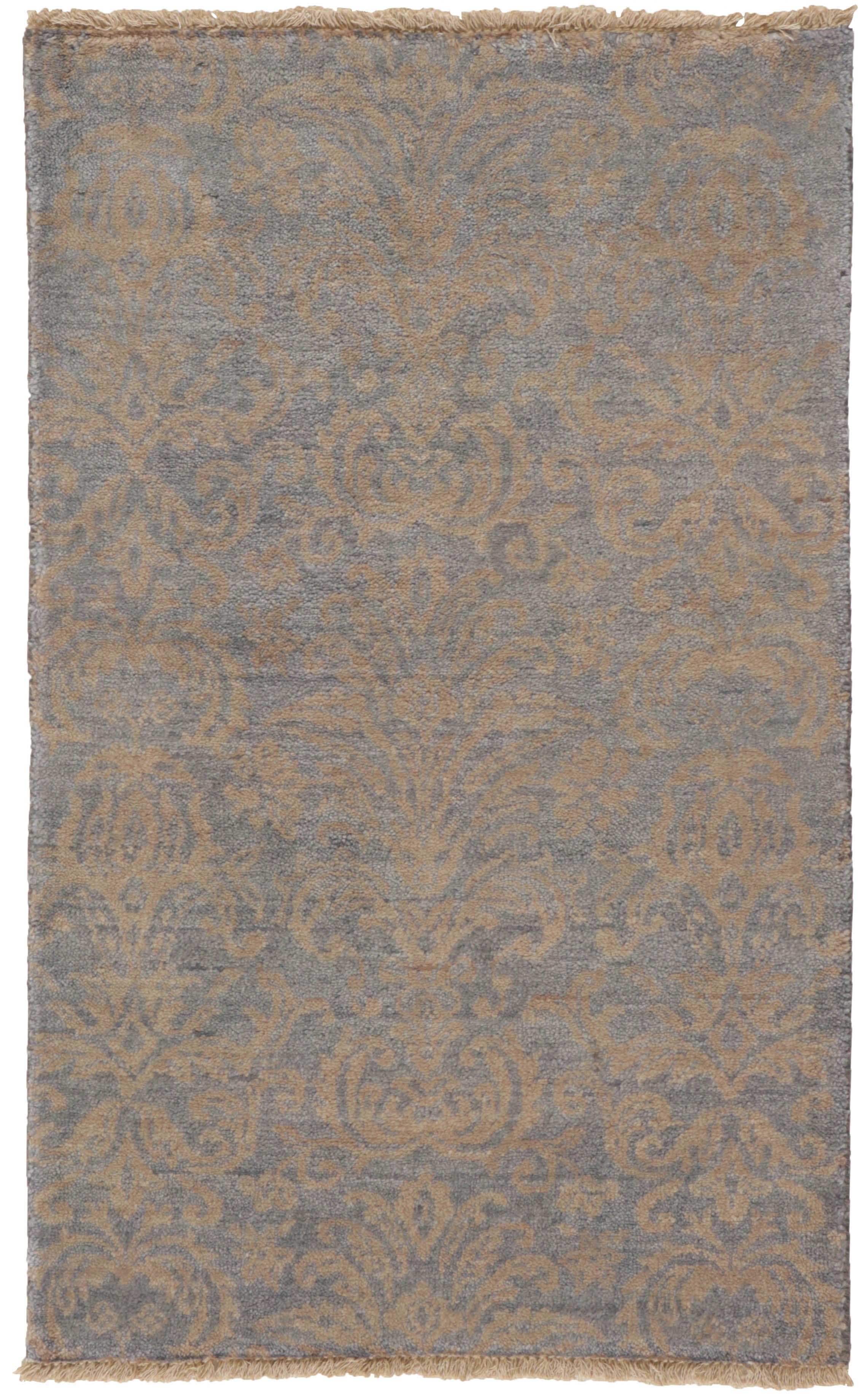 Authentic oriental rug with a damask pattern in black