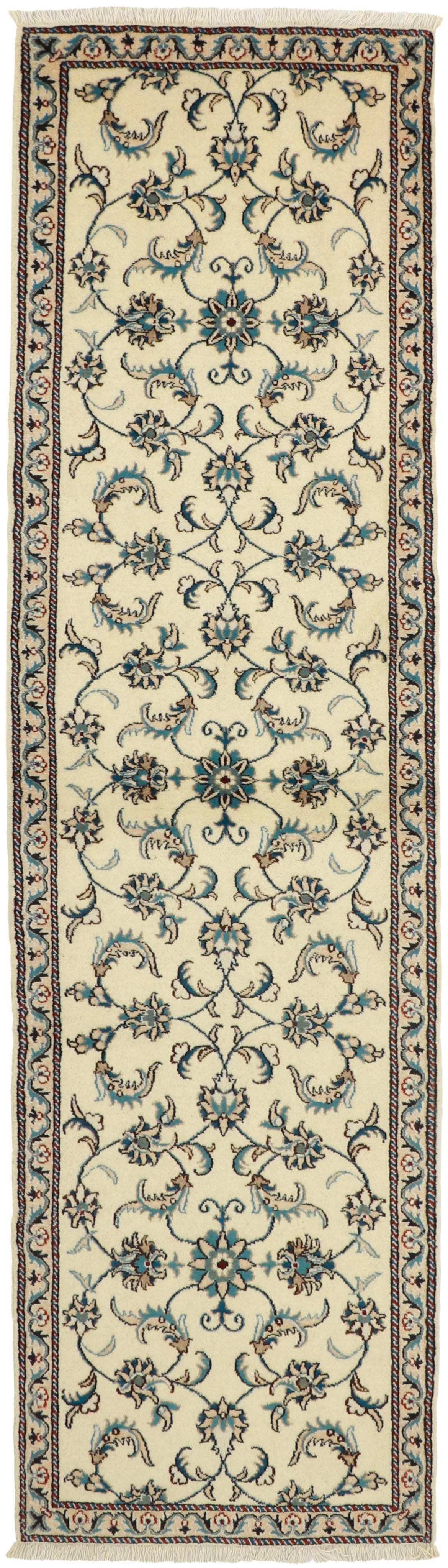 authentic persian runner with a cream floral design