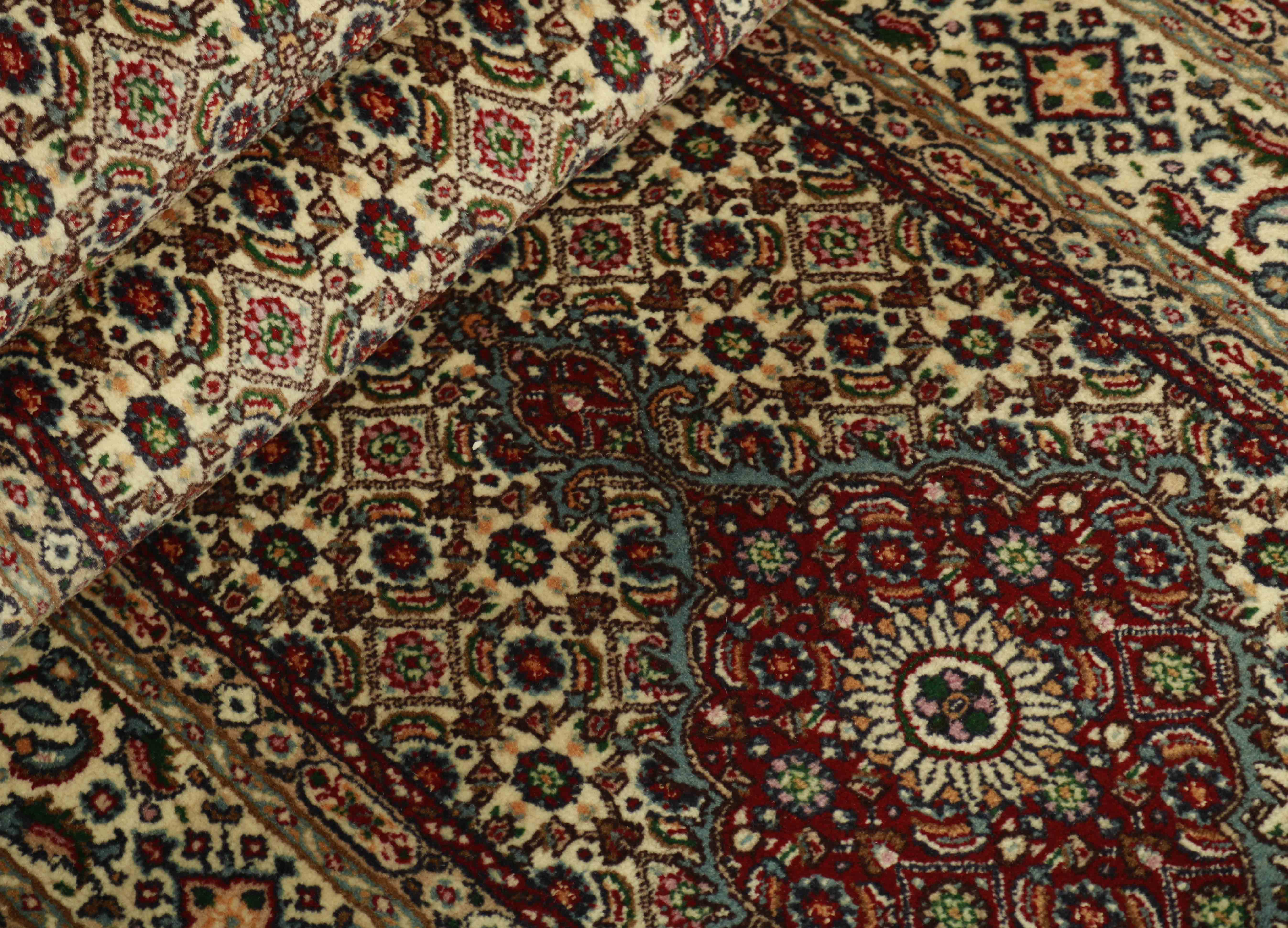 authentic persian runner with traditional floral pattern in red