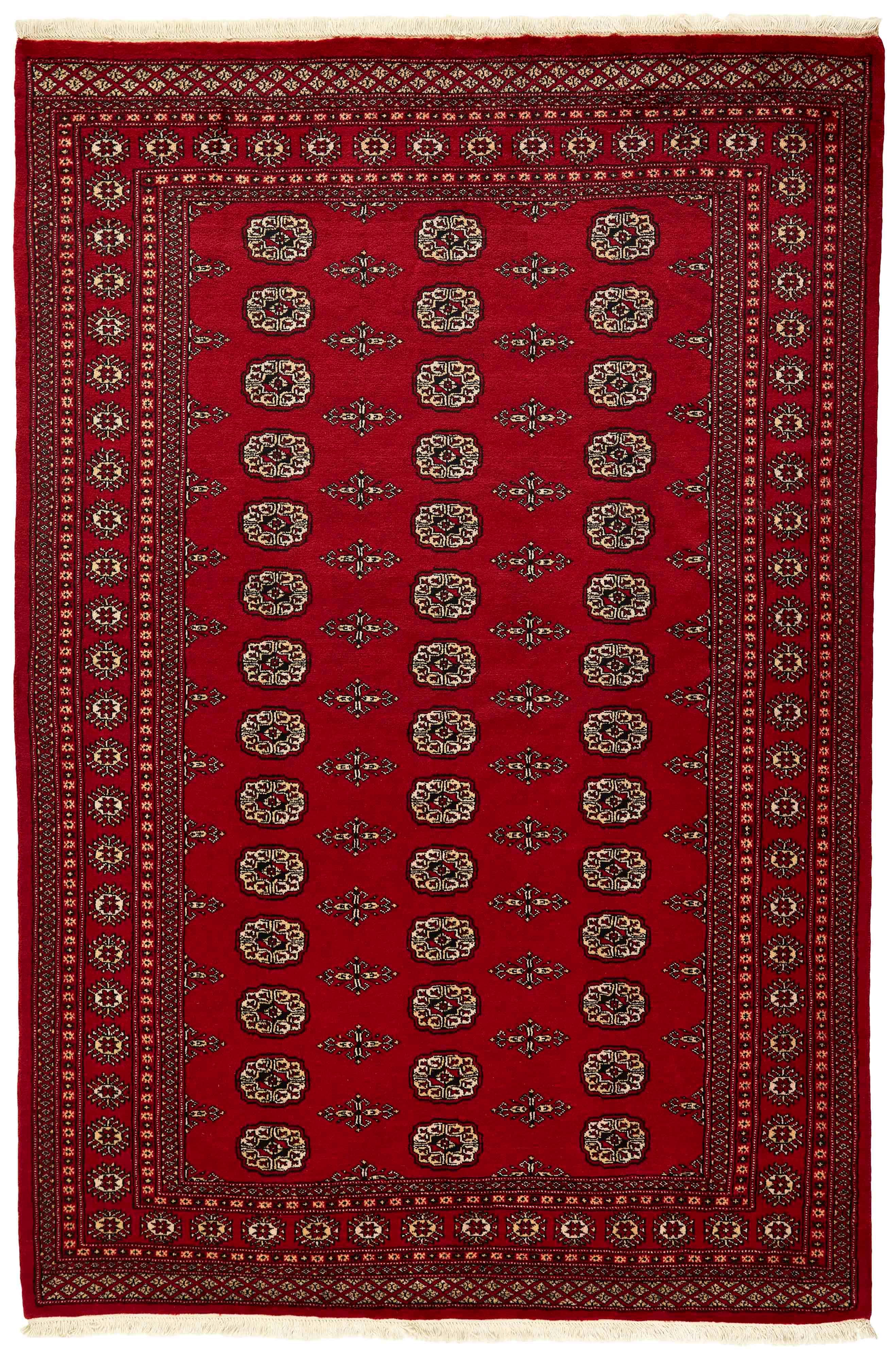 red oriental rug with traditional pattern