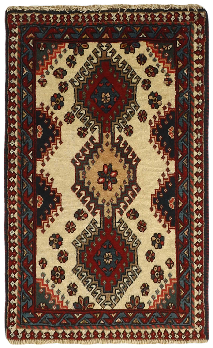 red Authentic persian rug with a traditional design