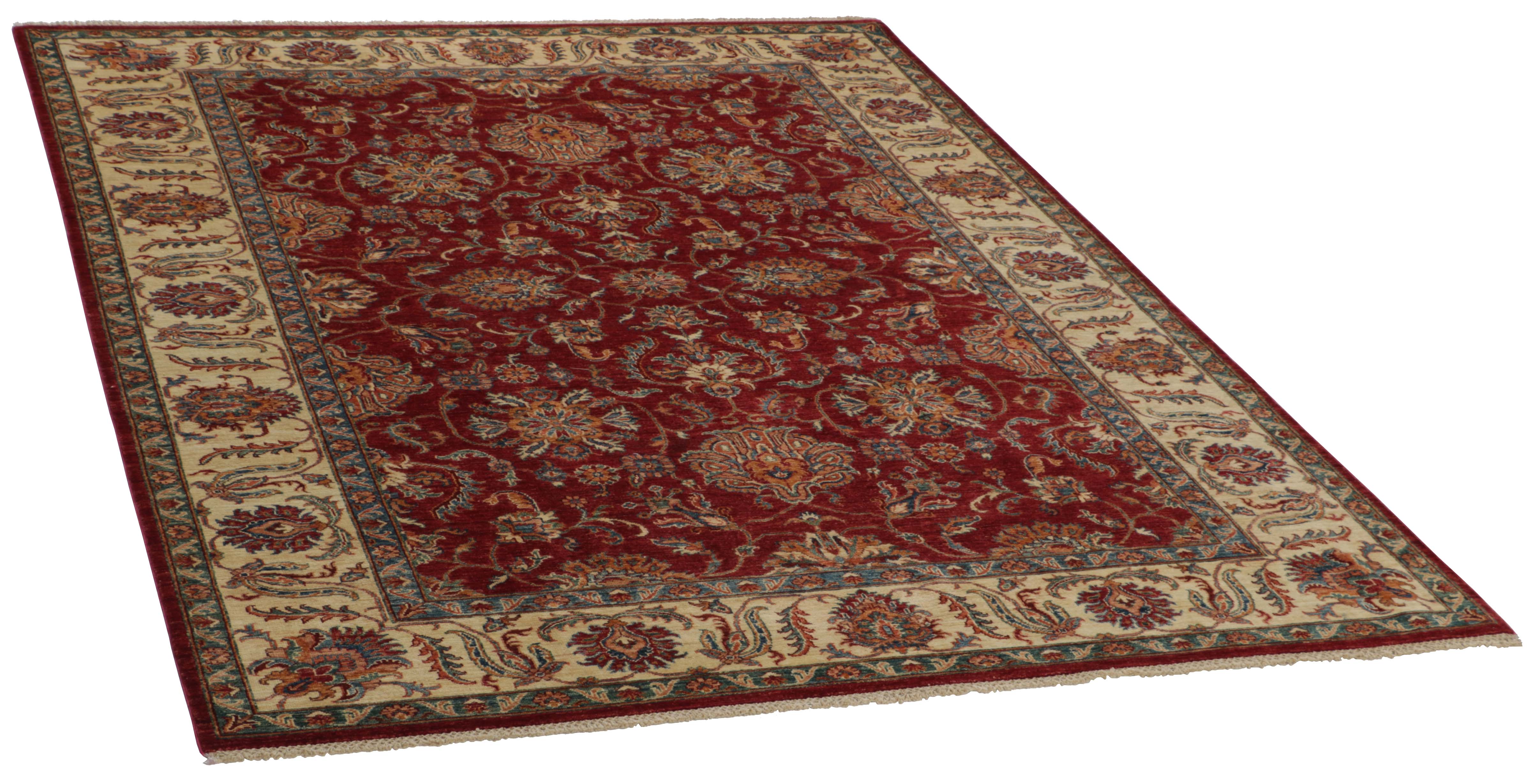 oriental rug with red floral pattern