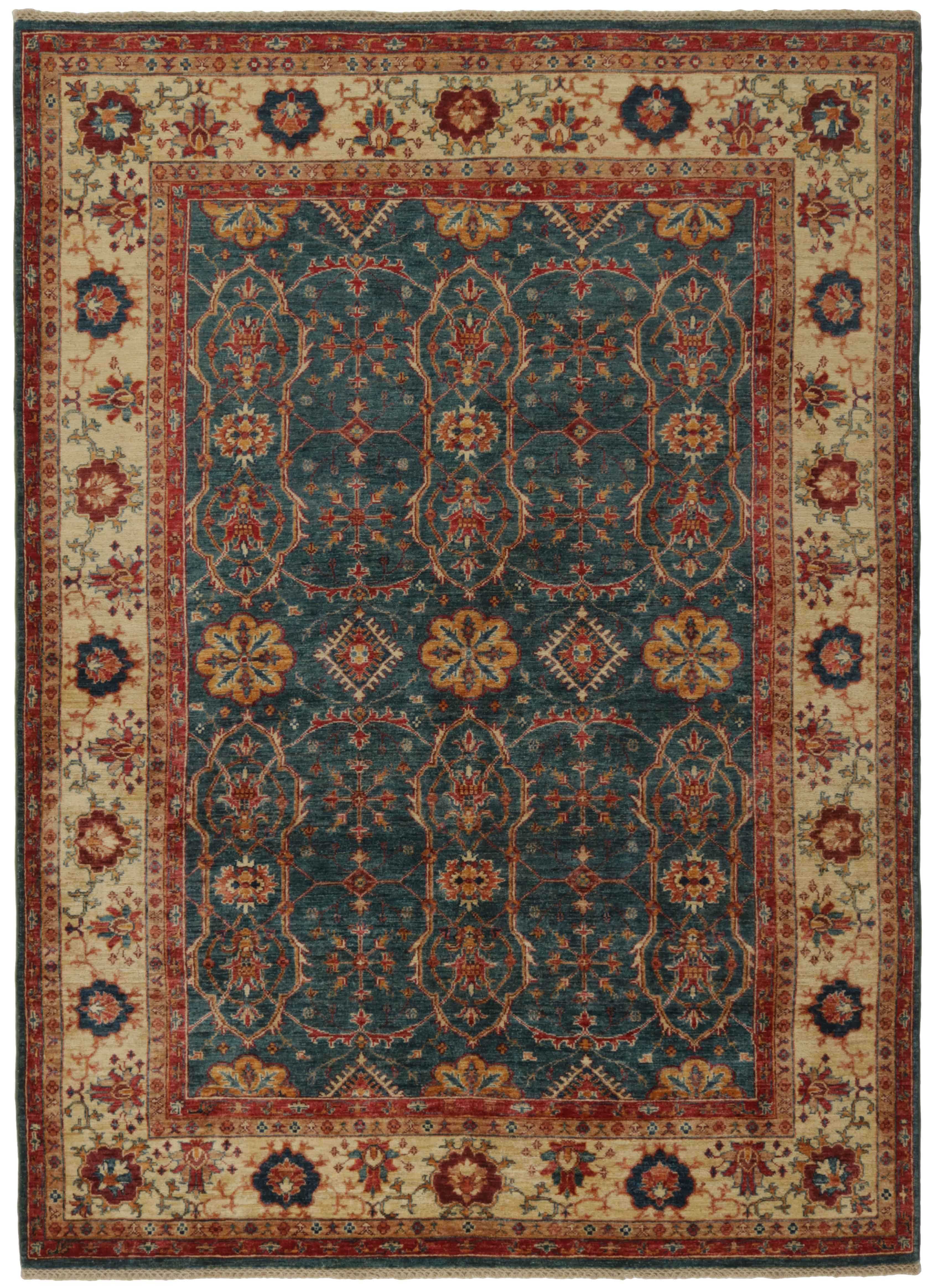 oriental rug with red and beige floral pattern