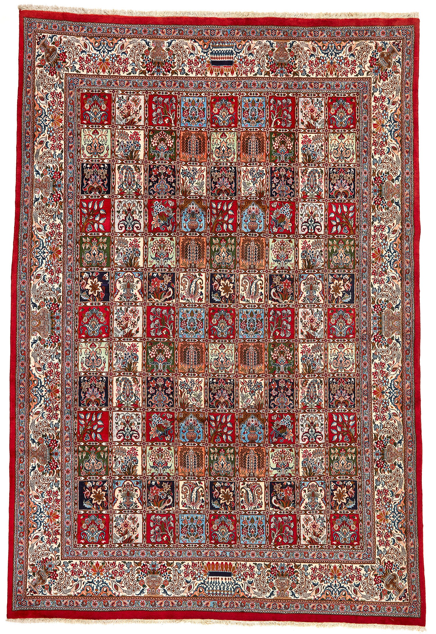 Traditional multicolour bordered rug