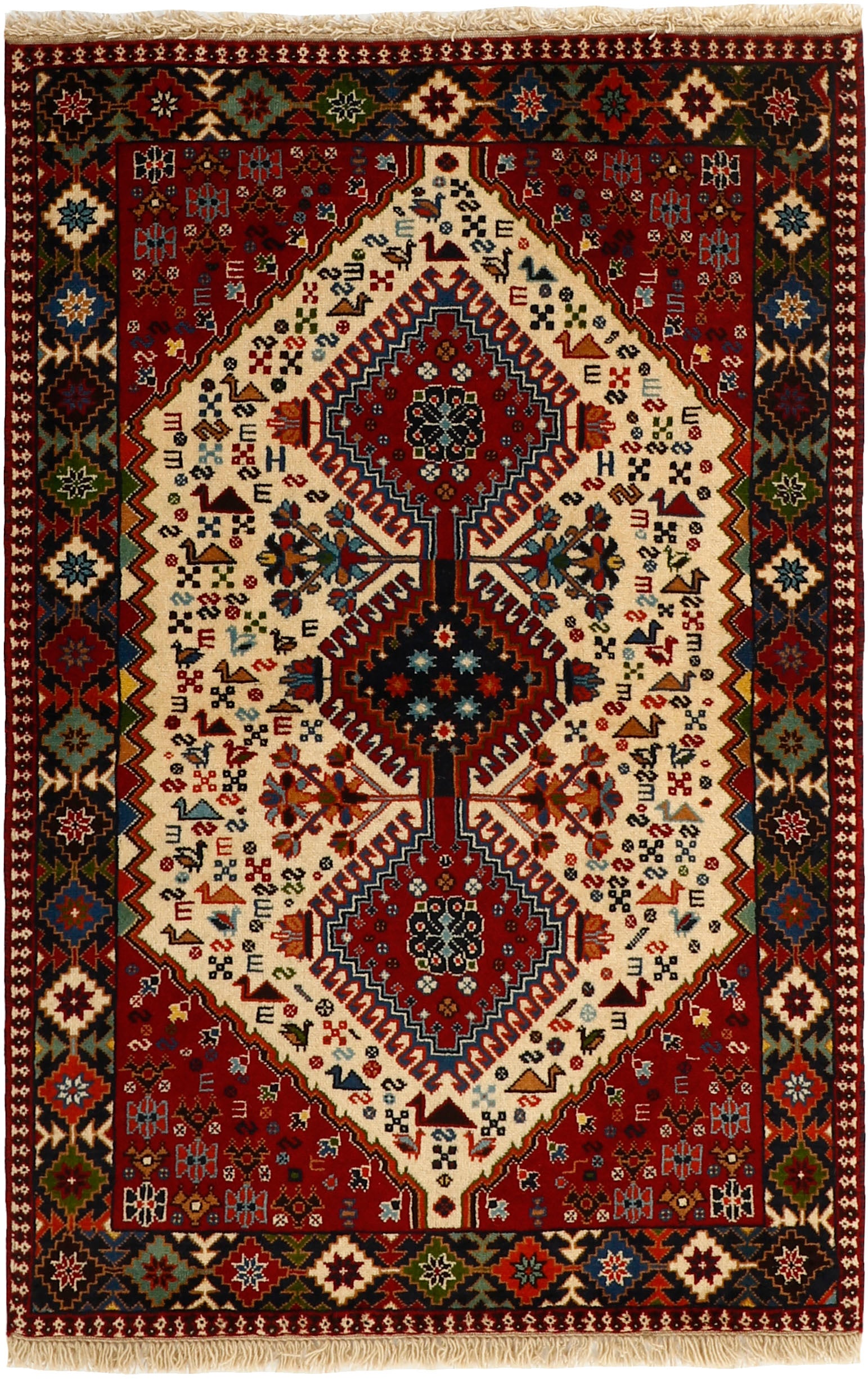 multicolour Authentic persian rug with a traditional design