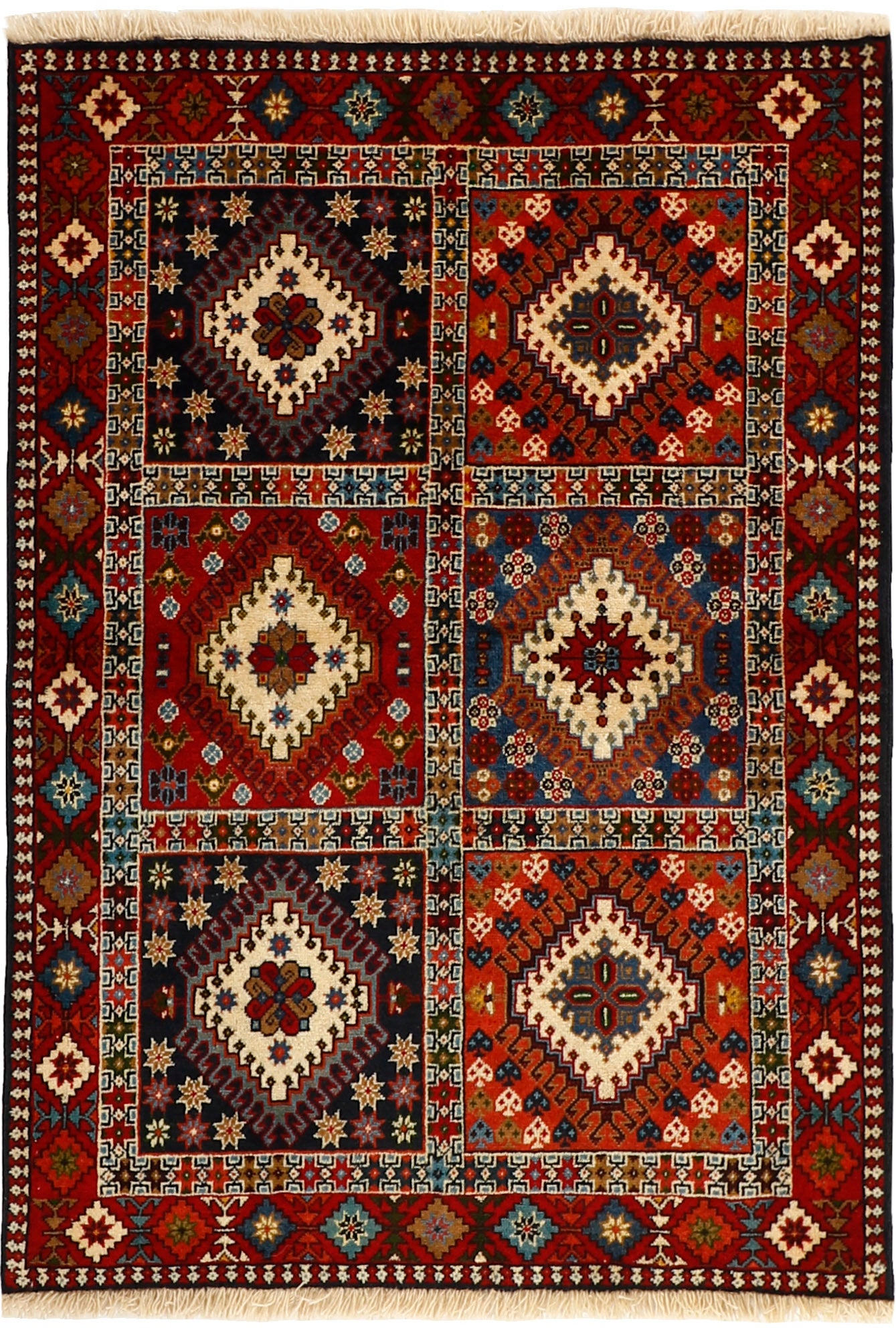 red Authentic persian rug with a traditional design