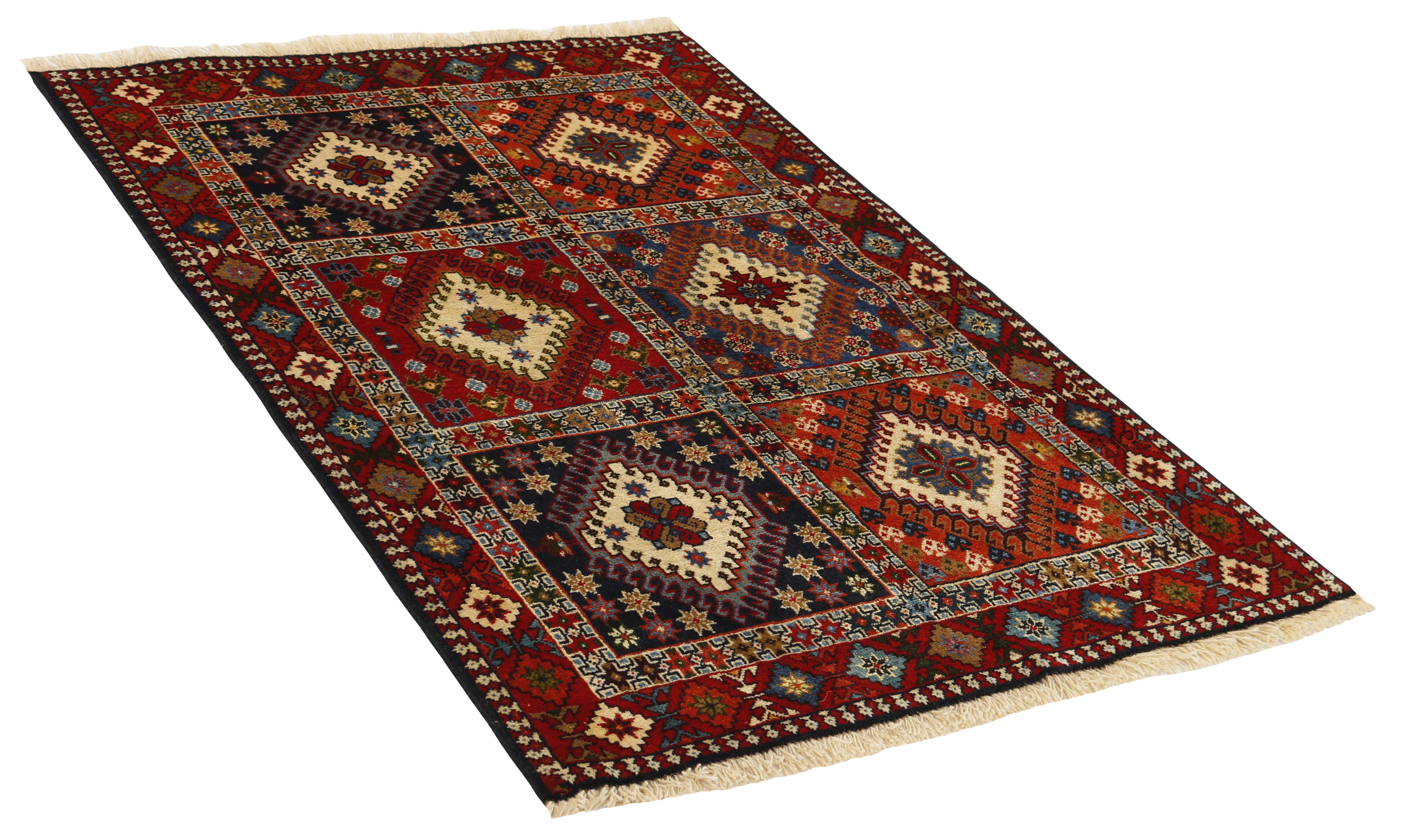 red Authentic persian rug with a traditional design