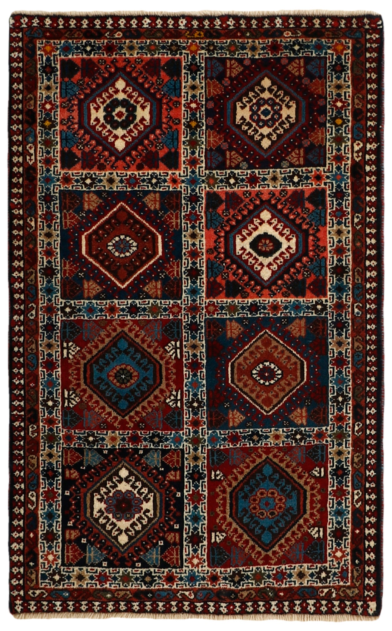 red authentic persian rug with a traditional design