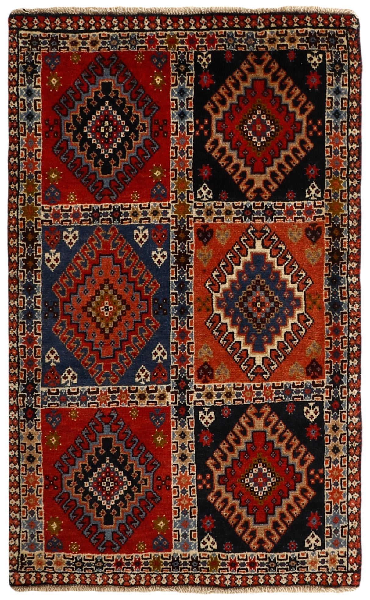 red authentic persian rug with a traditional design