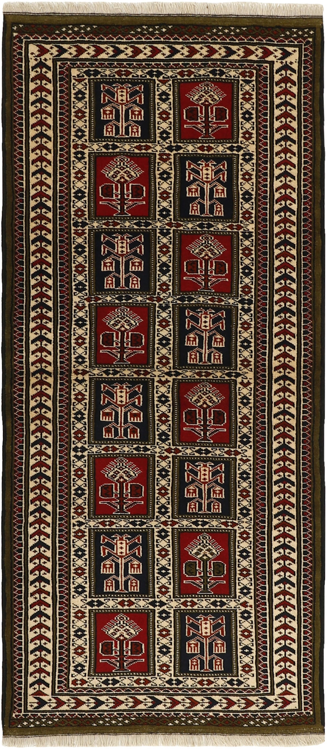 authentic blue, red and black persian runner