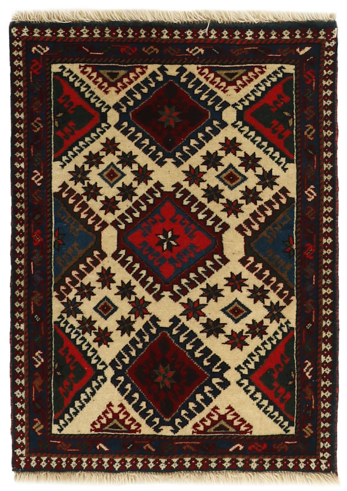 red authentic persian rug with a traditional design