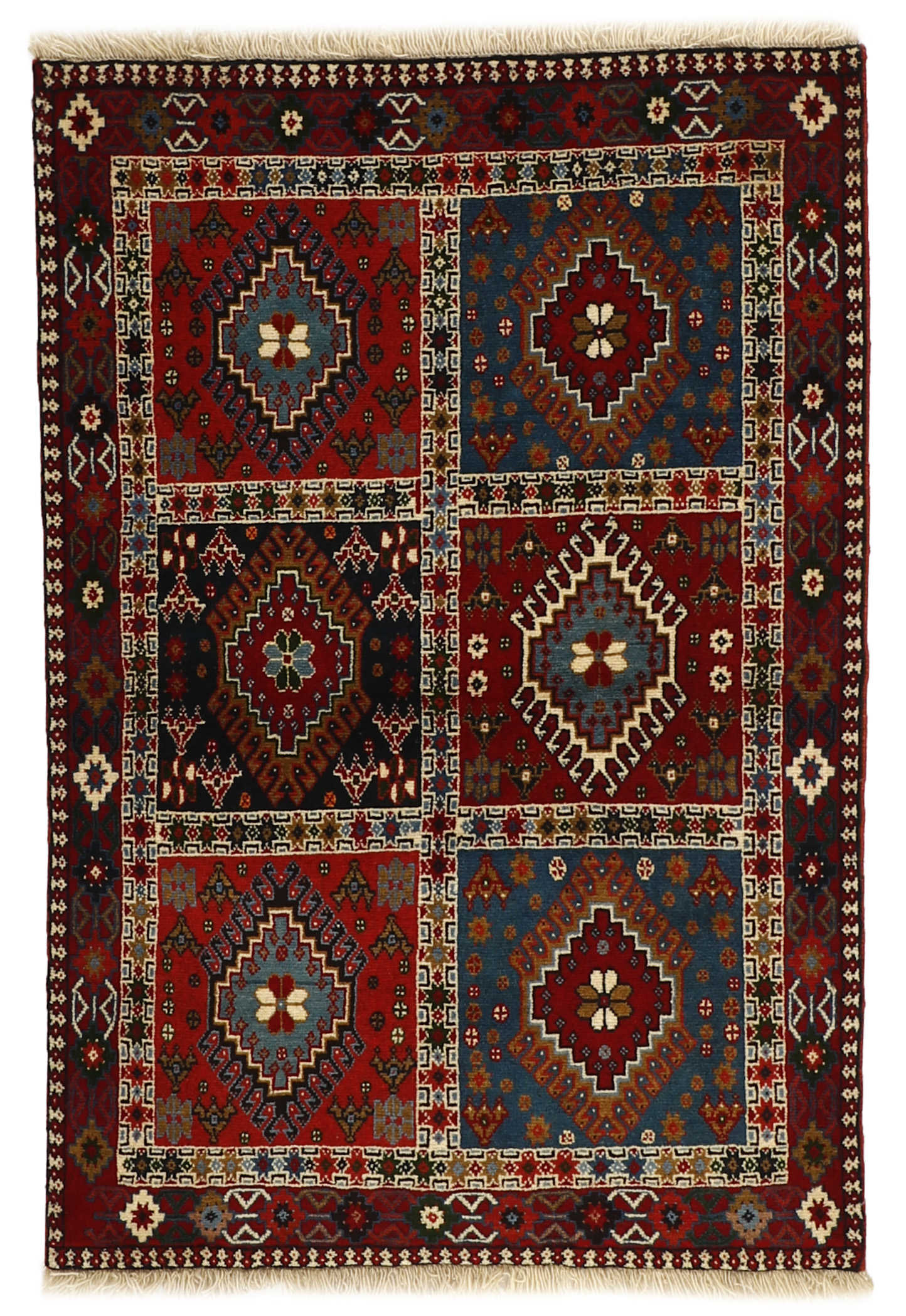 red authentic persian rug with a traditional design