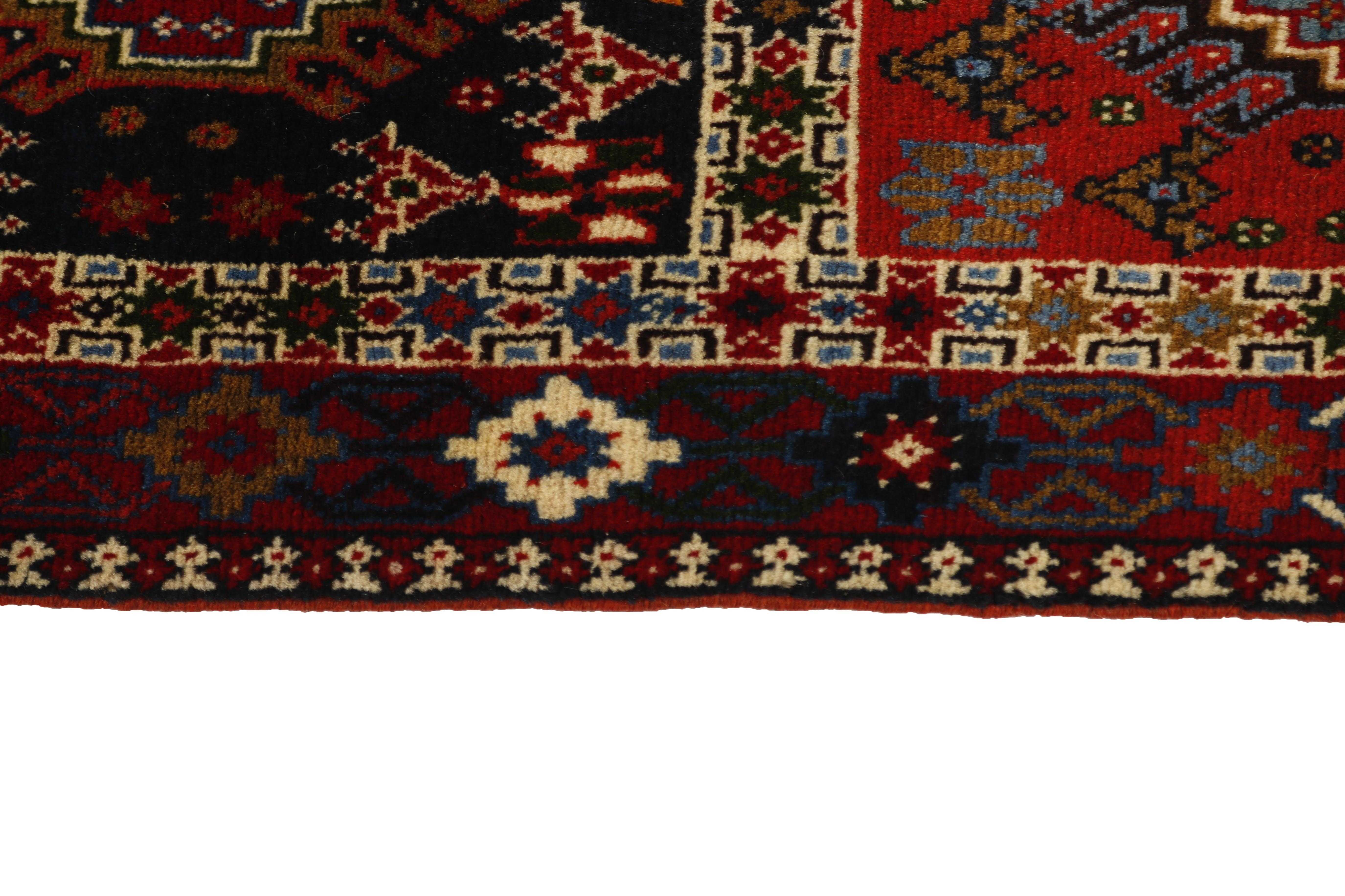 red authentic persian rug with a traditional design