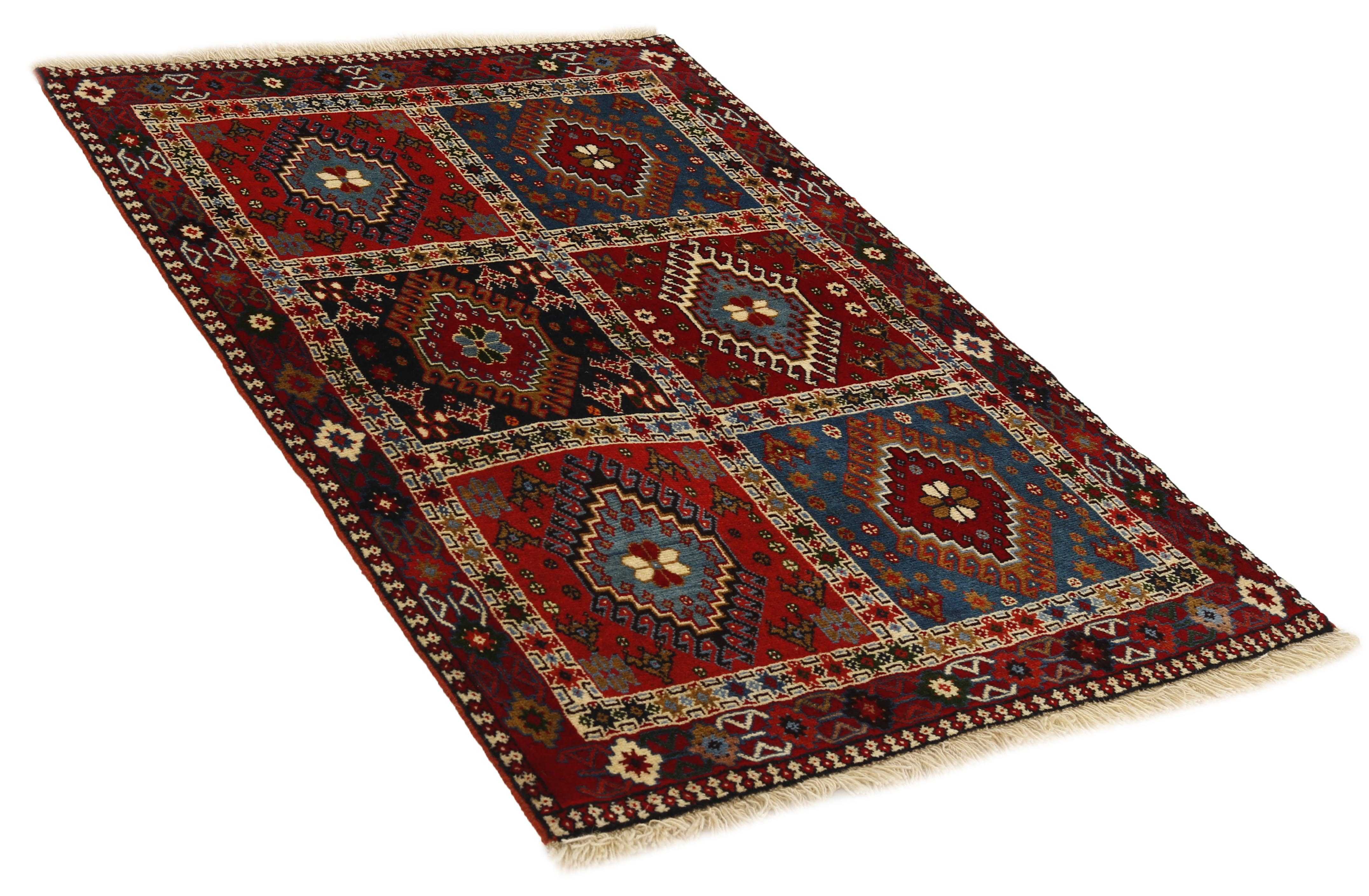 red authentic persian rug with a traditional design