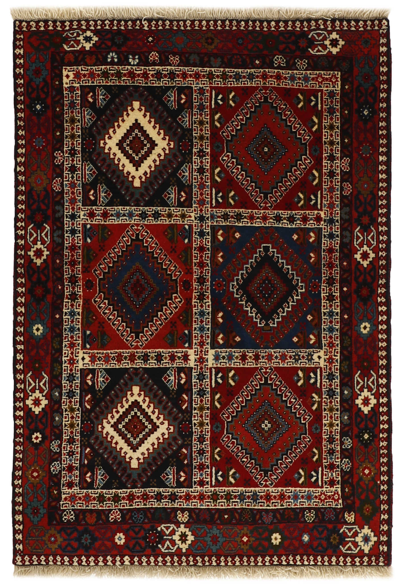 red authentic persian rug with a traditional design