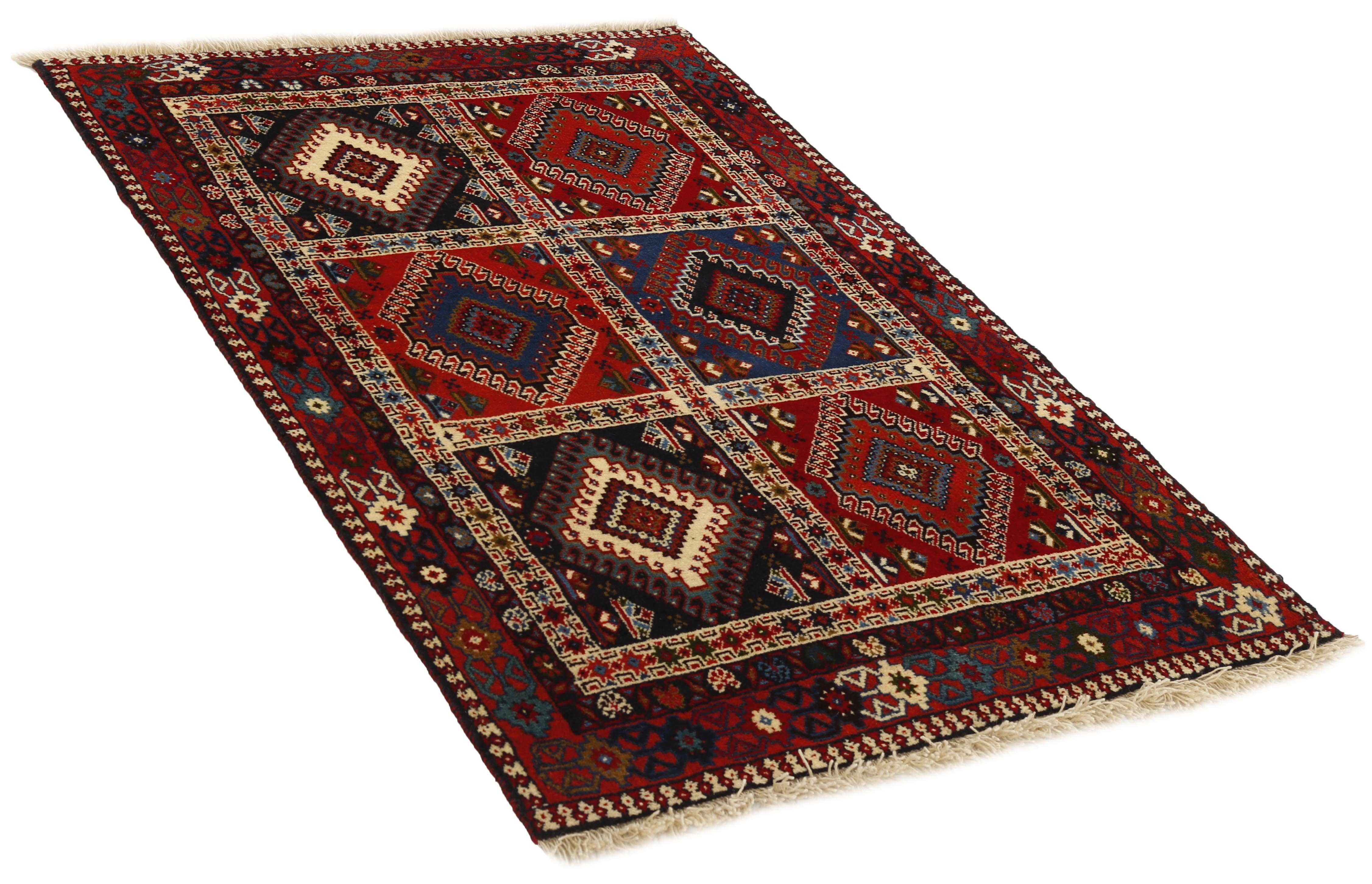 red authentic persian rug with a traditional design