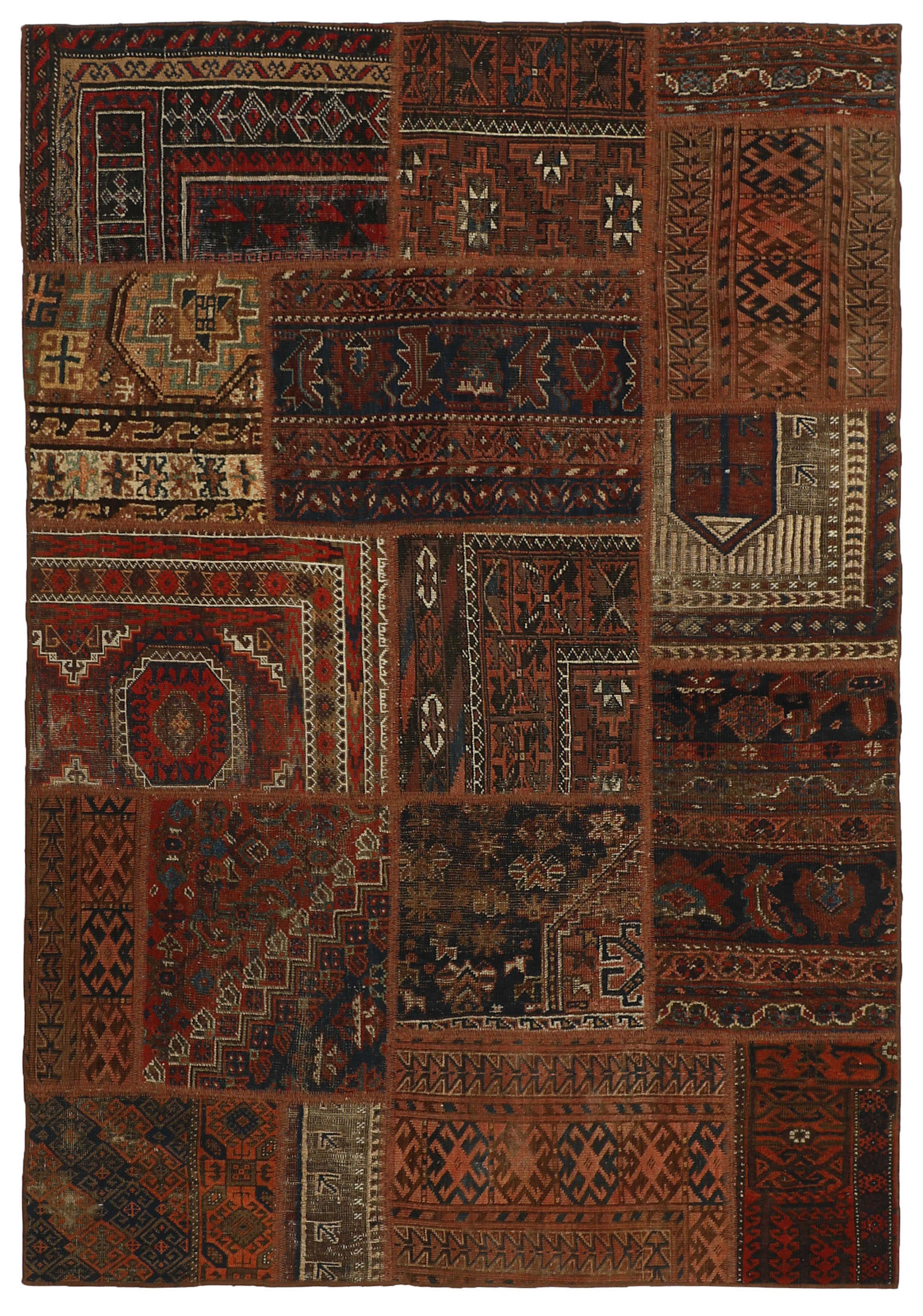 Authentic multicolour patchwork persian rug